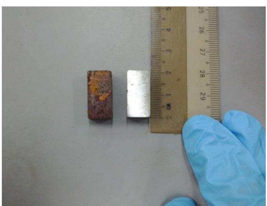 Figure 3: carbon steel coupons before and after polishing 