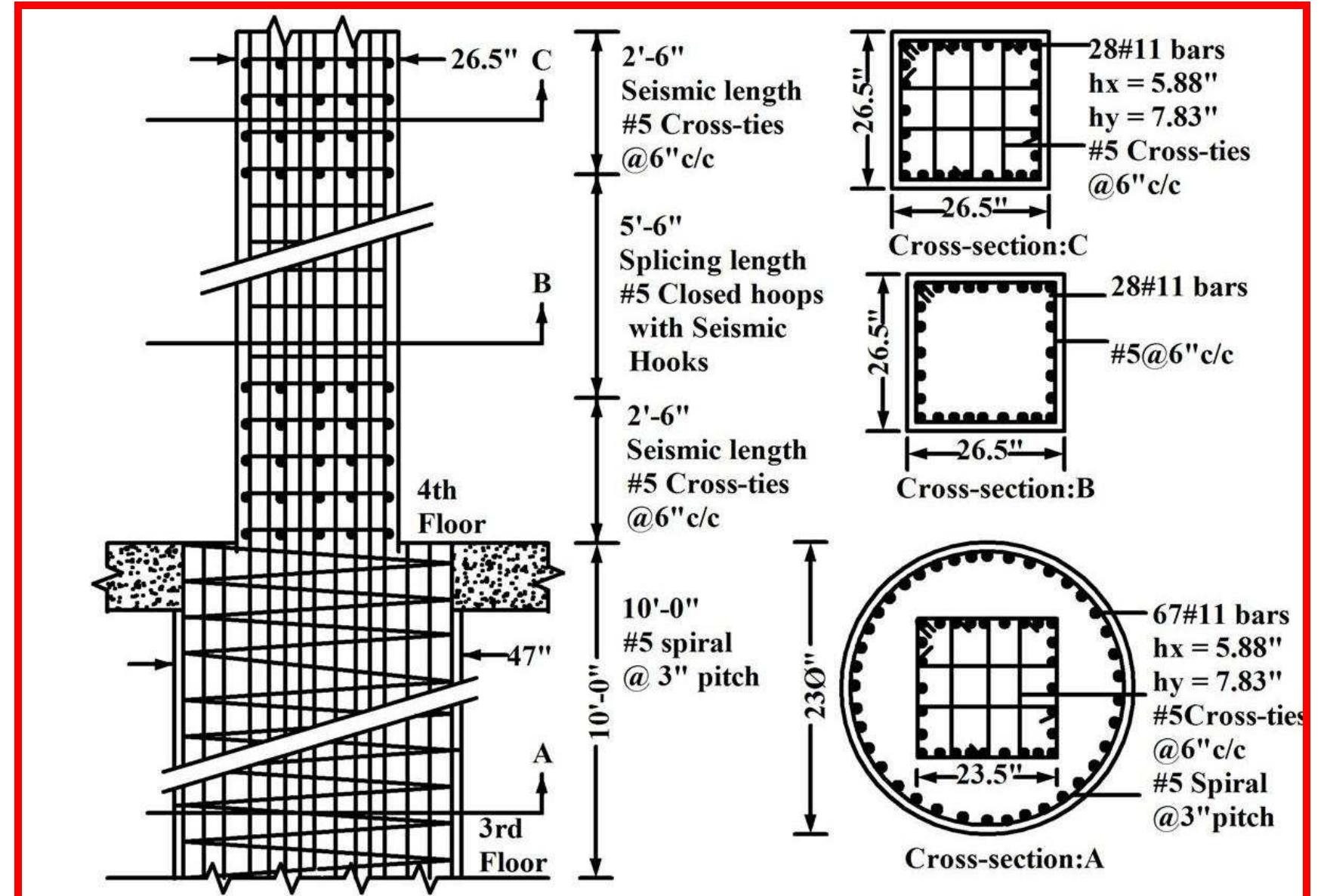 -8: details of cross-section of column c2 at 3™ and 4