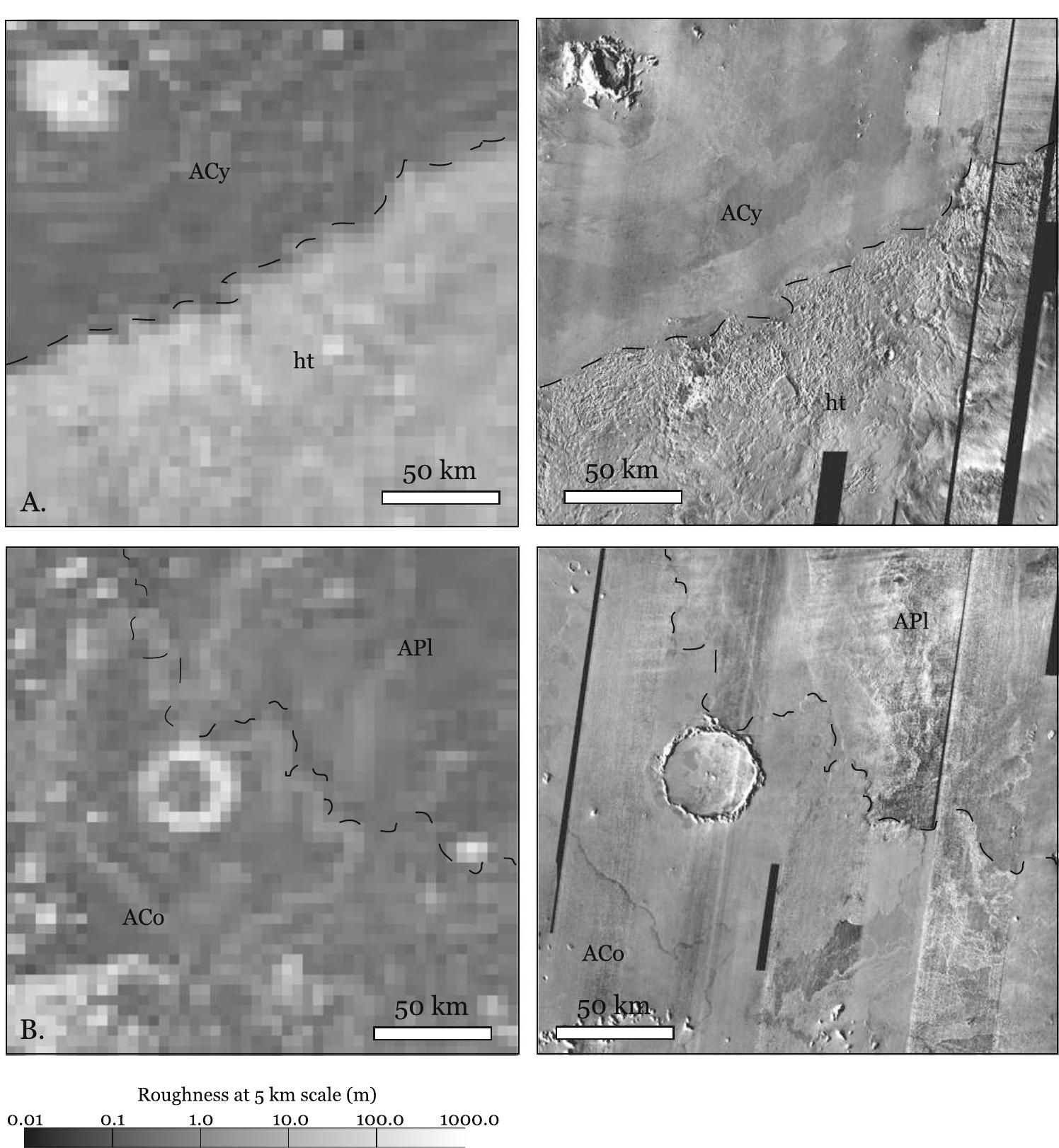 Two examples of the mapping procedure using roughness map