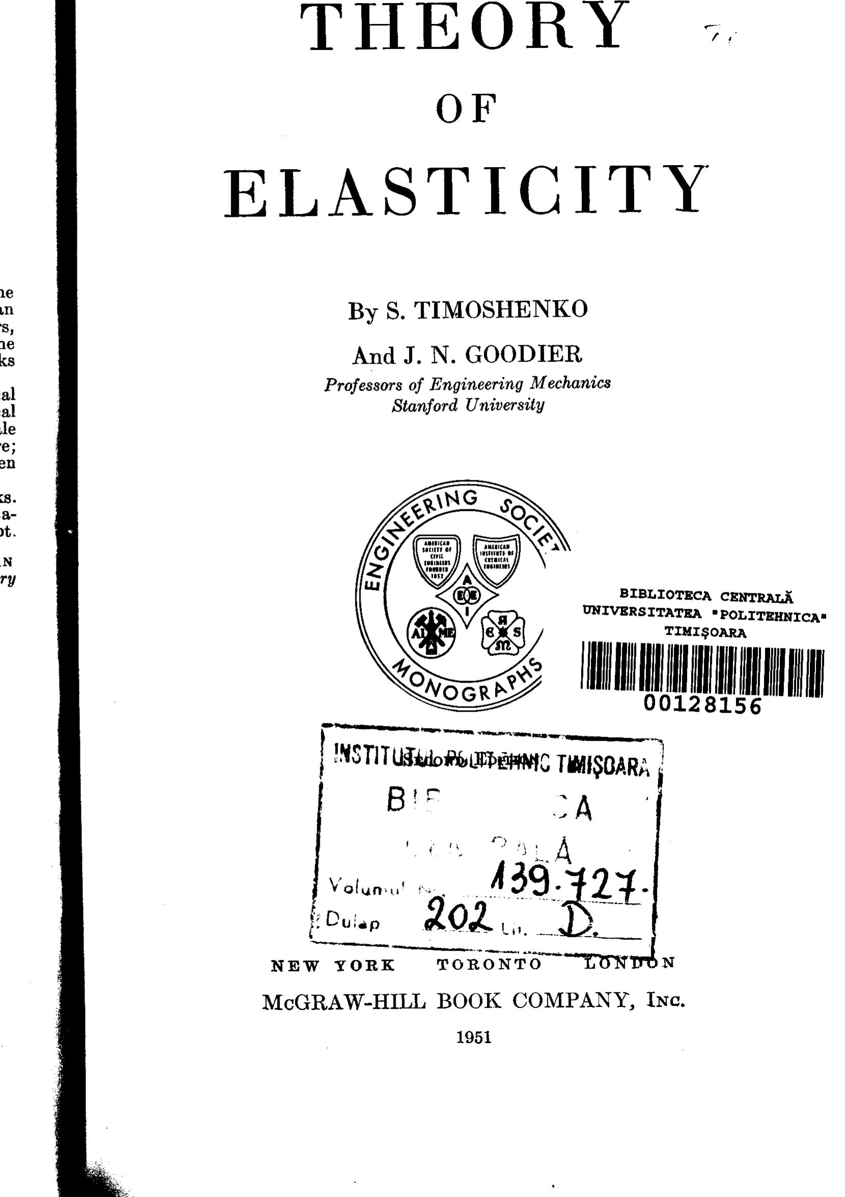 PDF) Theory of Elasticity - TIMOSHENKO