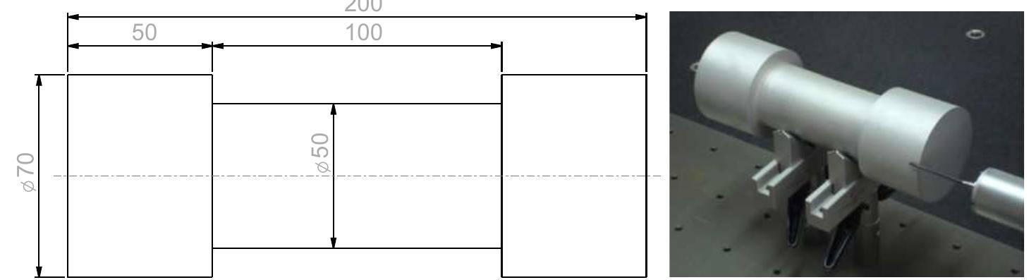 Test part drawing and photograph. fig. 3. inspection setup
