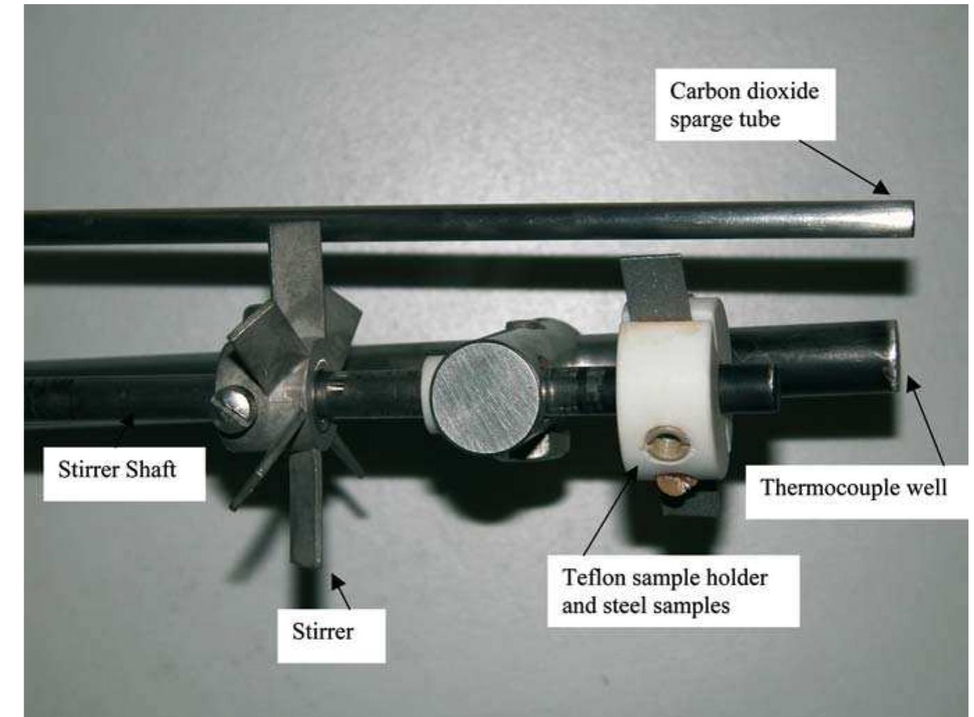 Fig. 1. Photograph of the inside of the autoclave vessel showing how the test metal specimens were attached. 