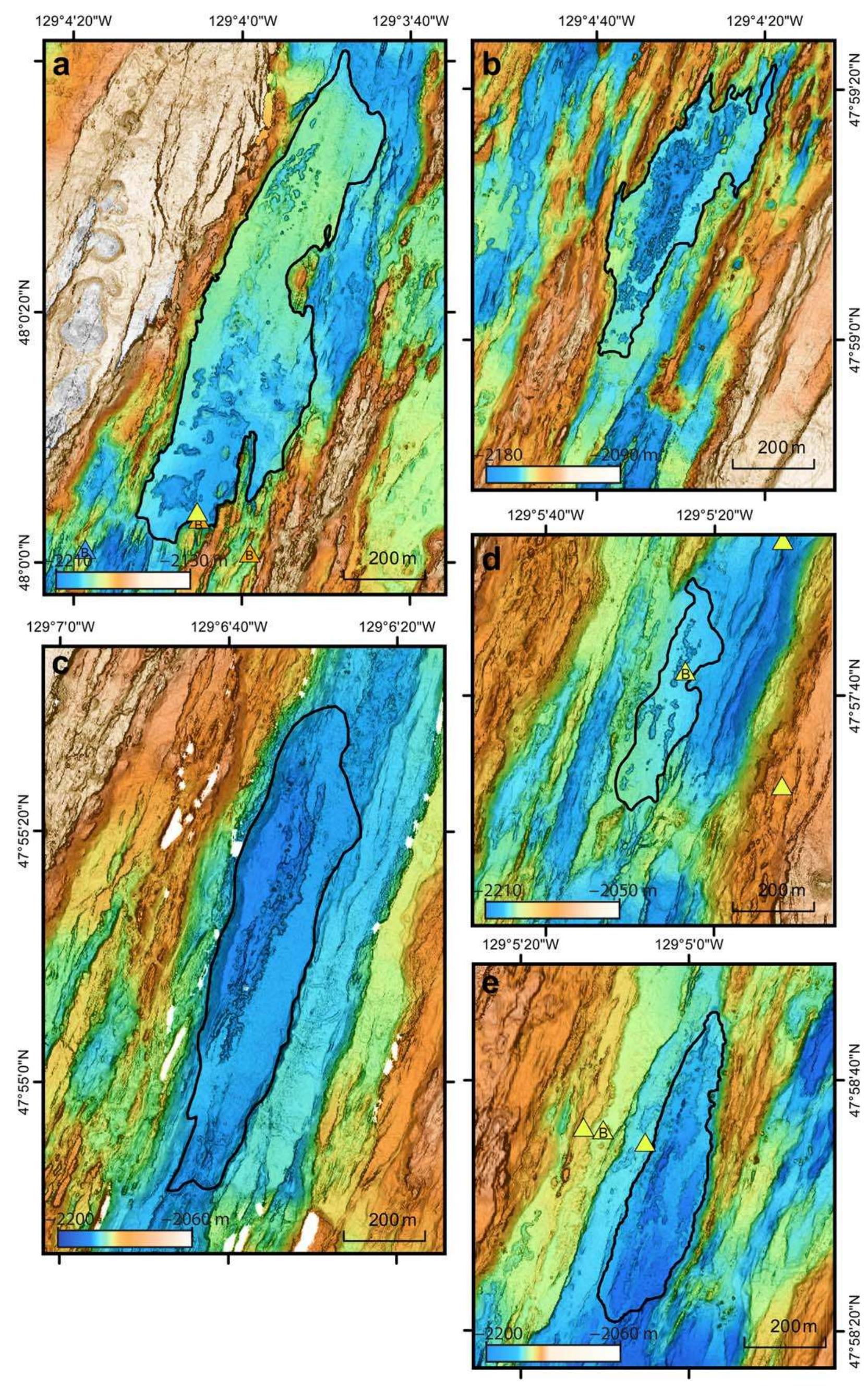 Endeavor Ridge Auv d. allan b. bathymetry maps of young lava flows within