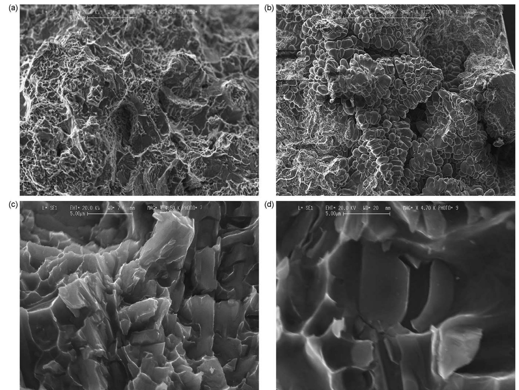 - features of the fracture surfaces of the charpy specimens
