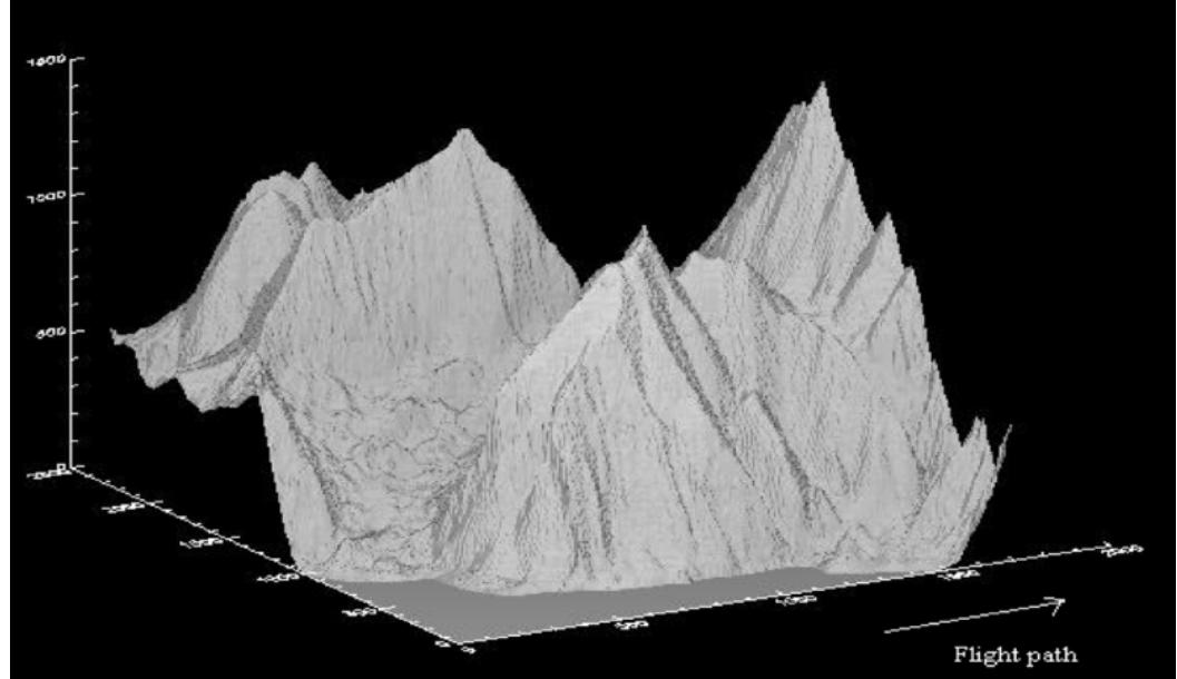 “actual” extended scene. the digital elevation model of the