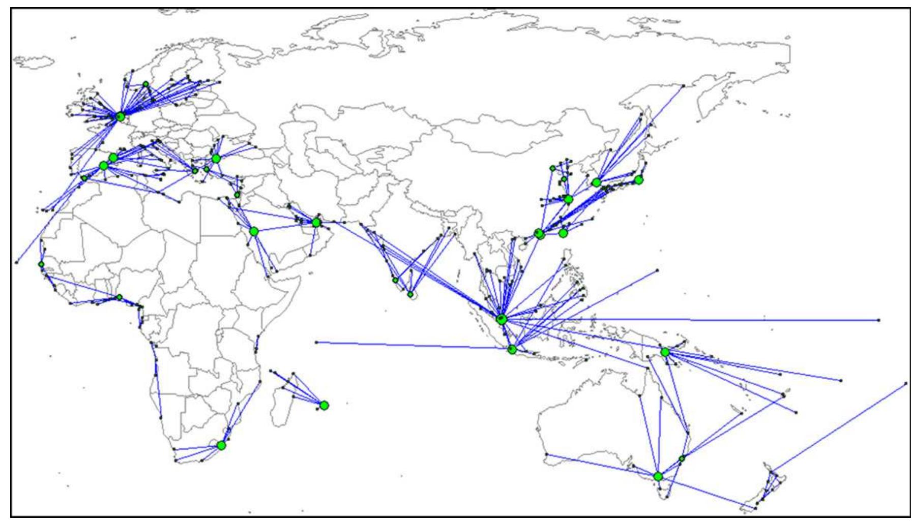(PDF) Spatial pattern of the global shipping network and its hub-and ...