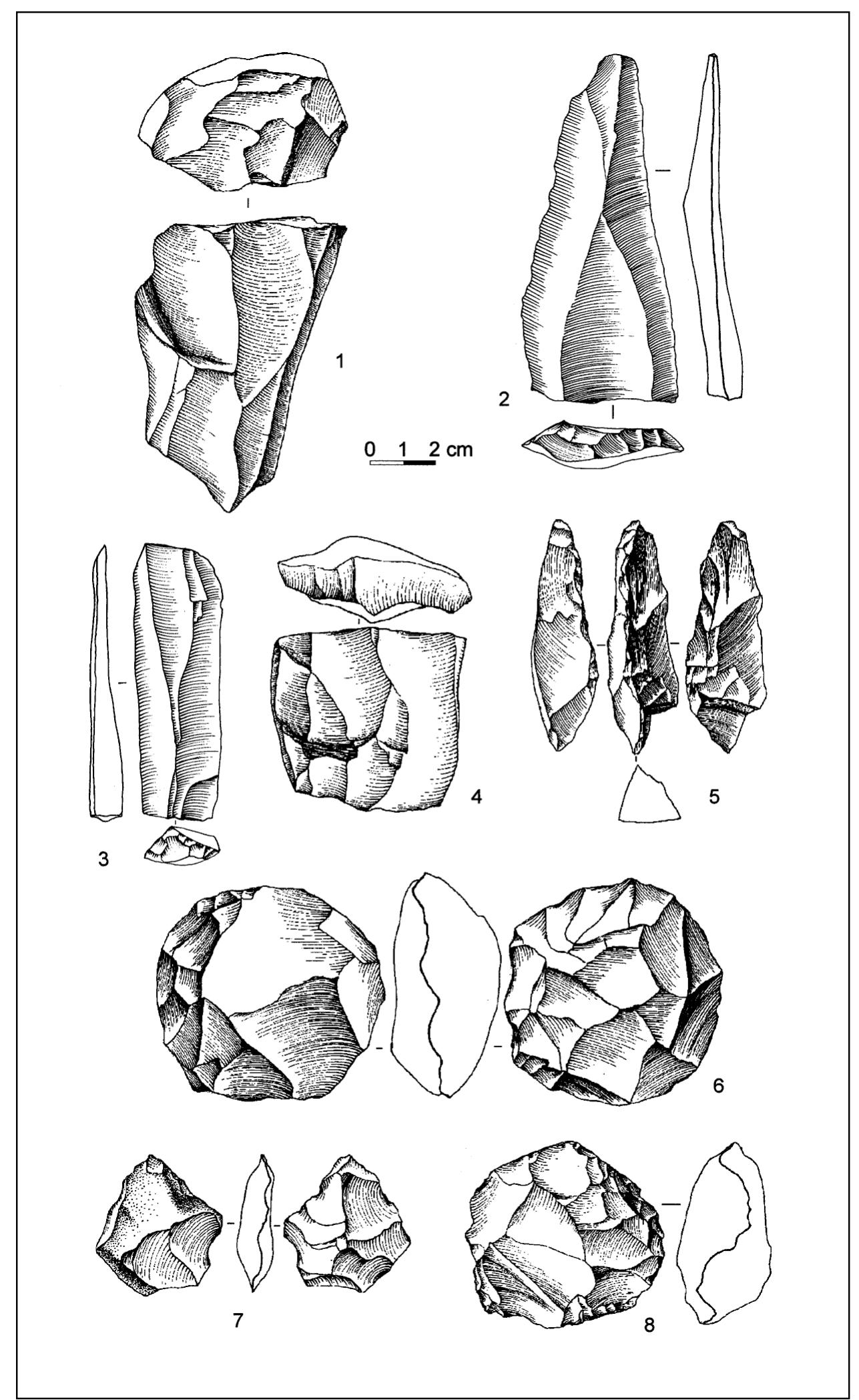 Stone to metal age 2 industry: (1, 4) basalt blade cores;