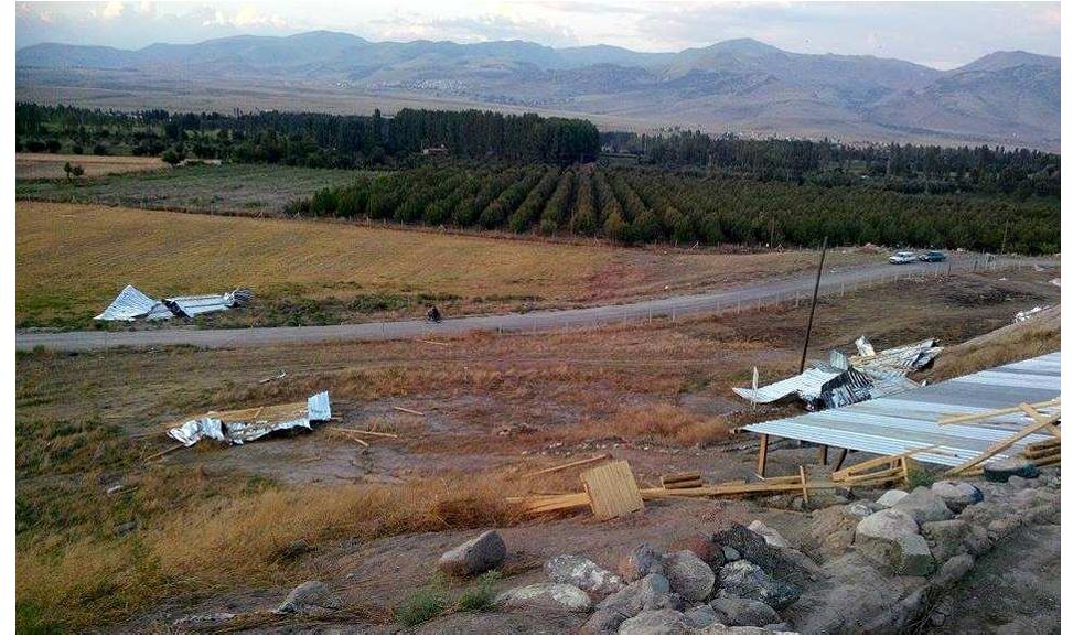 Figure 24: Metal sheets torn away from Operation B flew about 200 m and passed the fence of the archaeological site. 