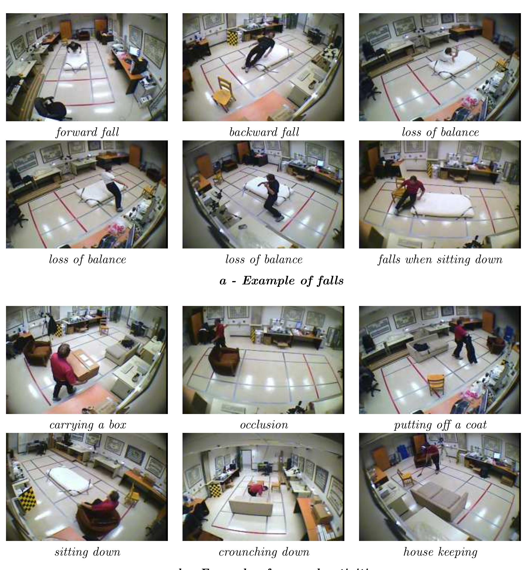 Examples of falls and normal daily activities.