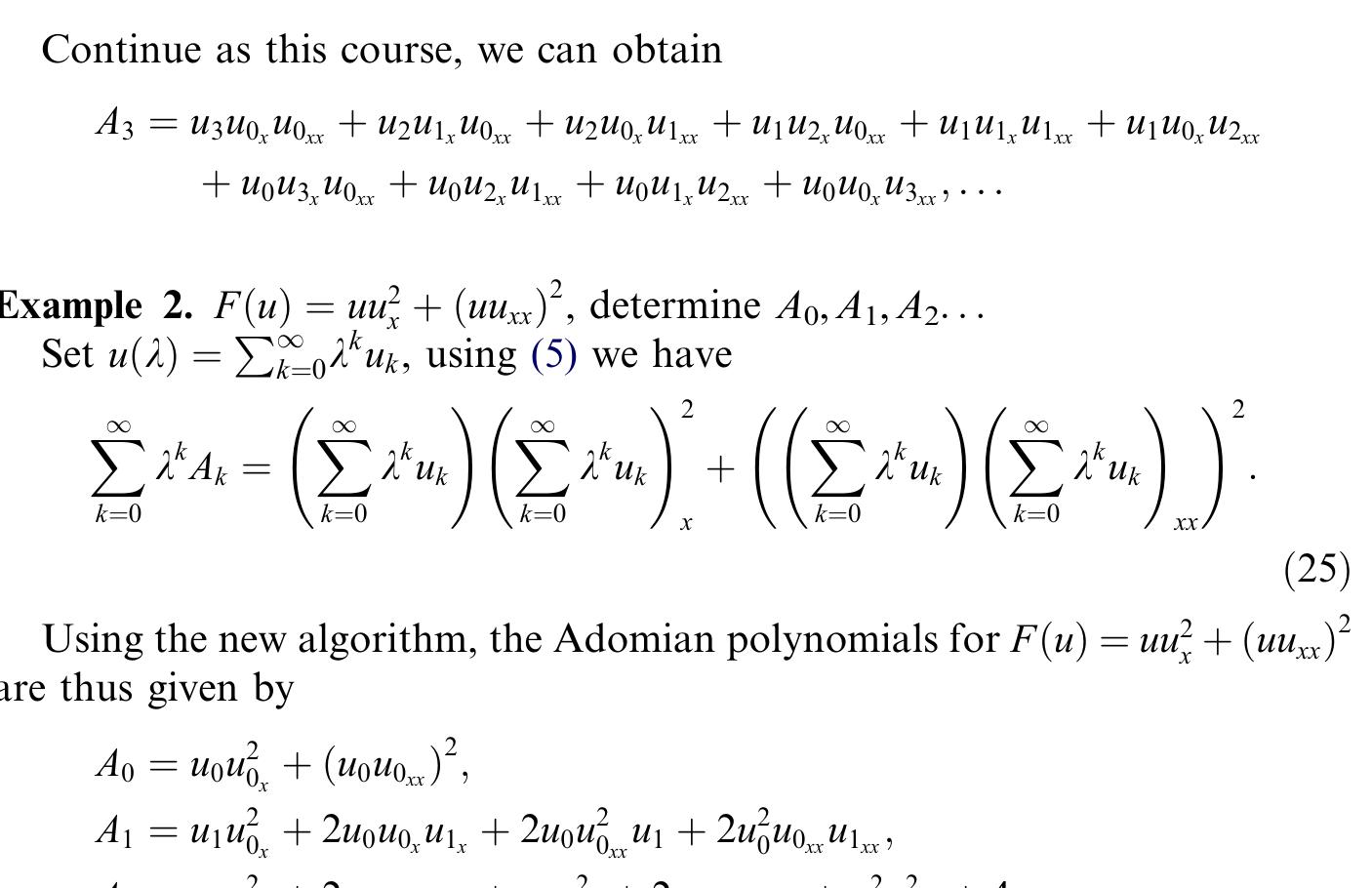 Figure 4 - A new algorithm for calculating adomian