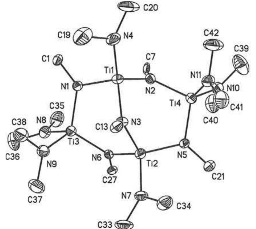 Heavy atom core structure for [((me2n)¢tig(u-nph)s], 6 [35].