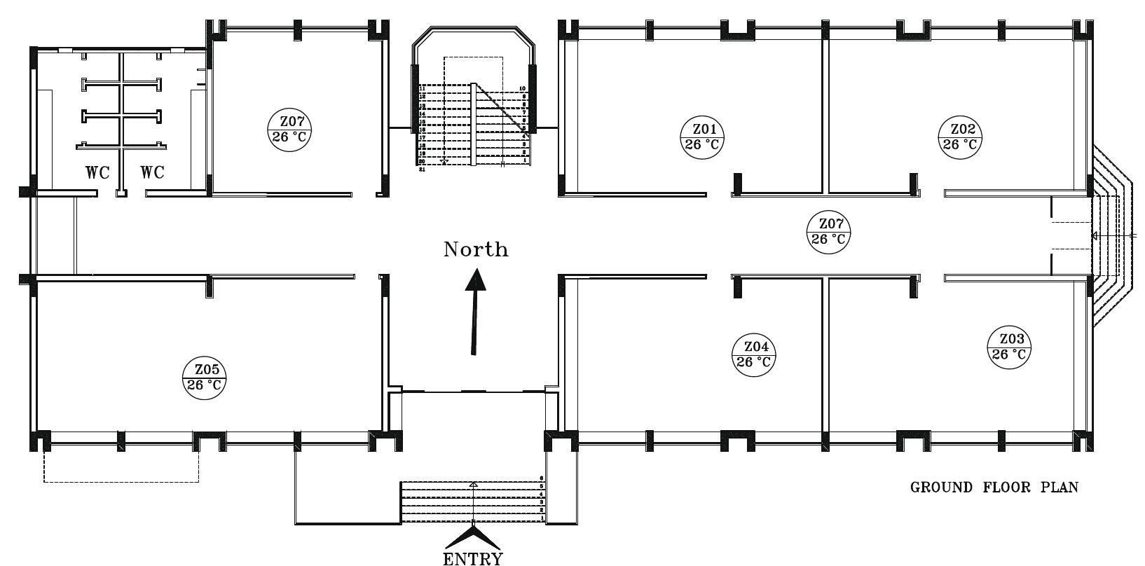 Architectural plan of the sample building for the ground