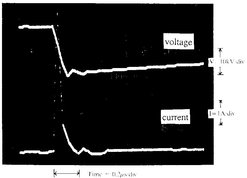 Typical discharge voltage and current waveforms for pulse