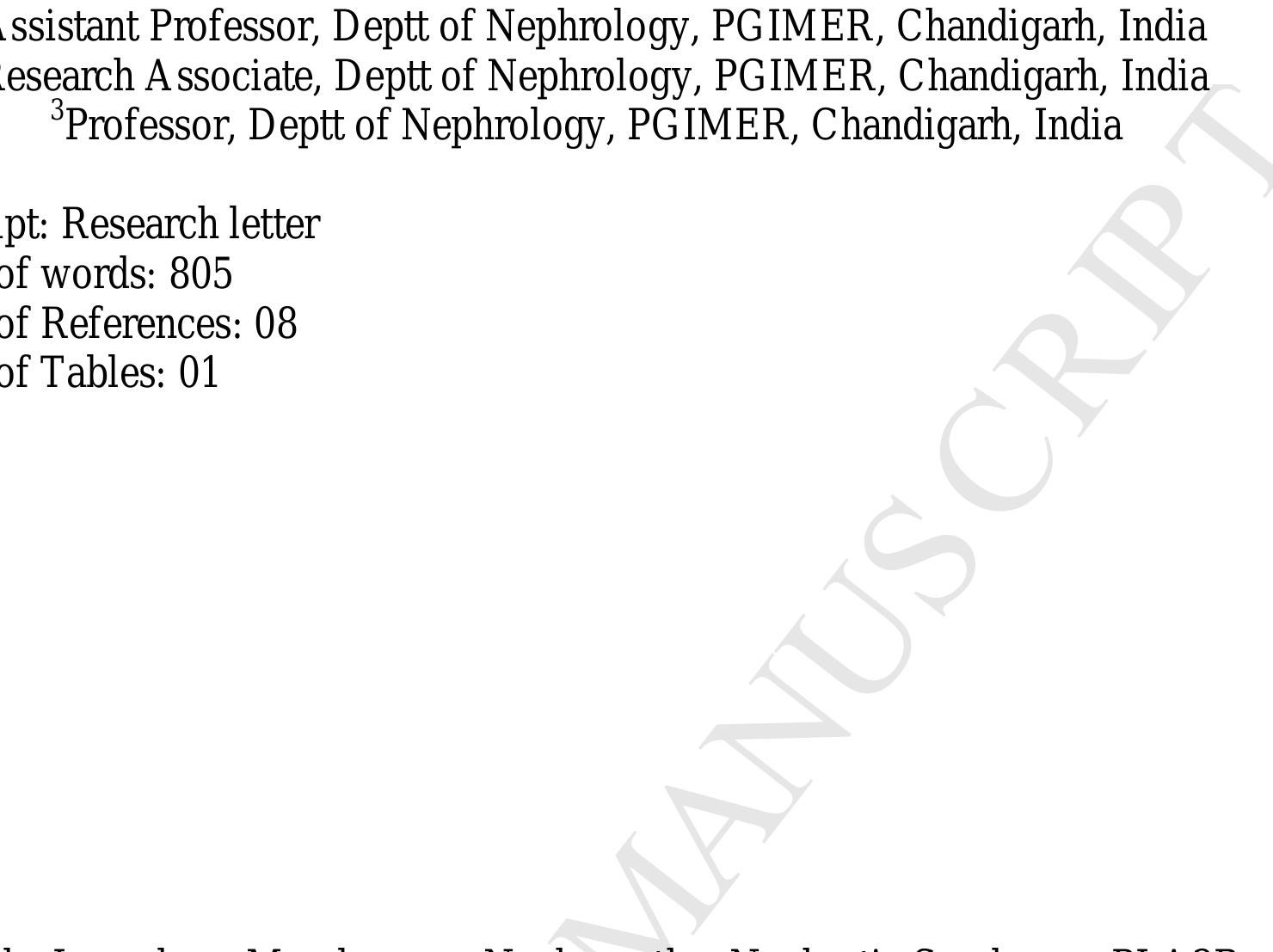Ramachandran R!, Yadav AK’, Kumar V?, Gupta KL°, Kohli HS°

