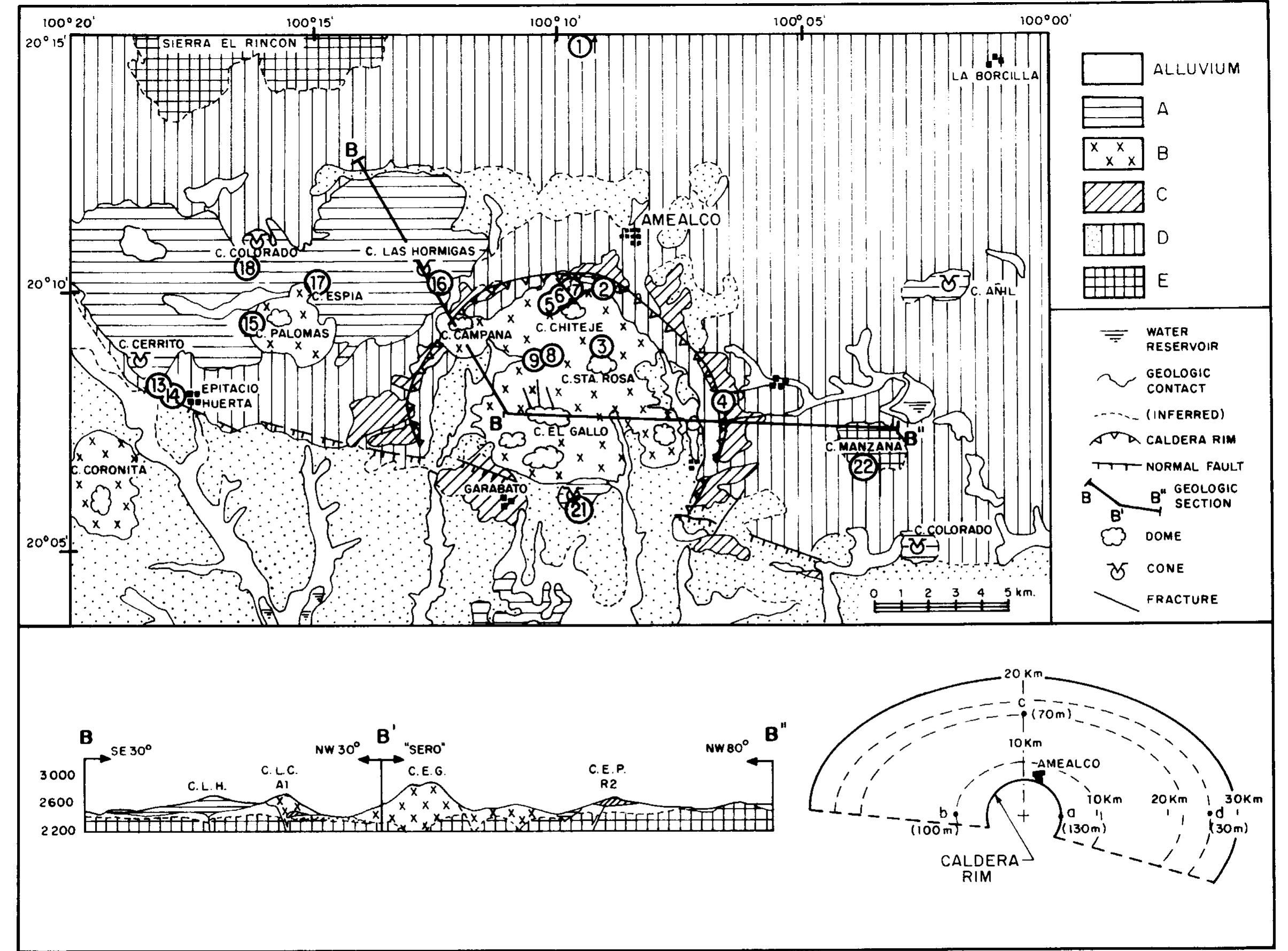A simplified geologic map of amealco caldera (sample