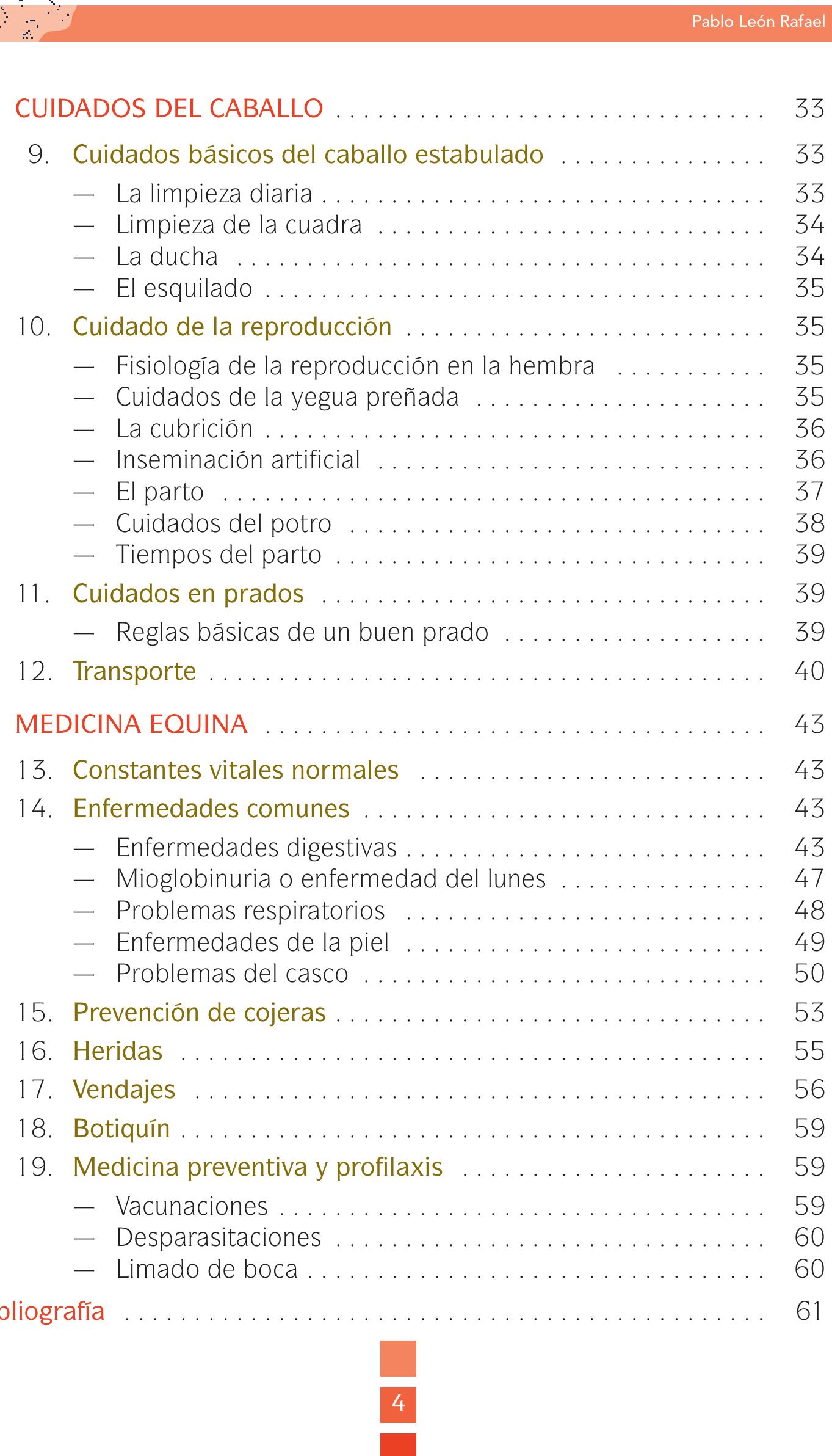 Table 2 - Manejo y cuidado del caballo Manejo y cuidado del