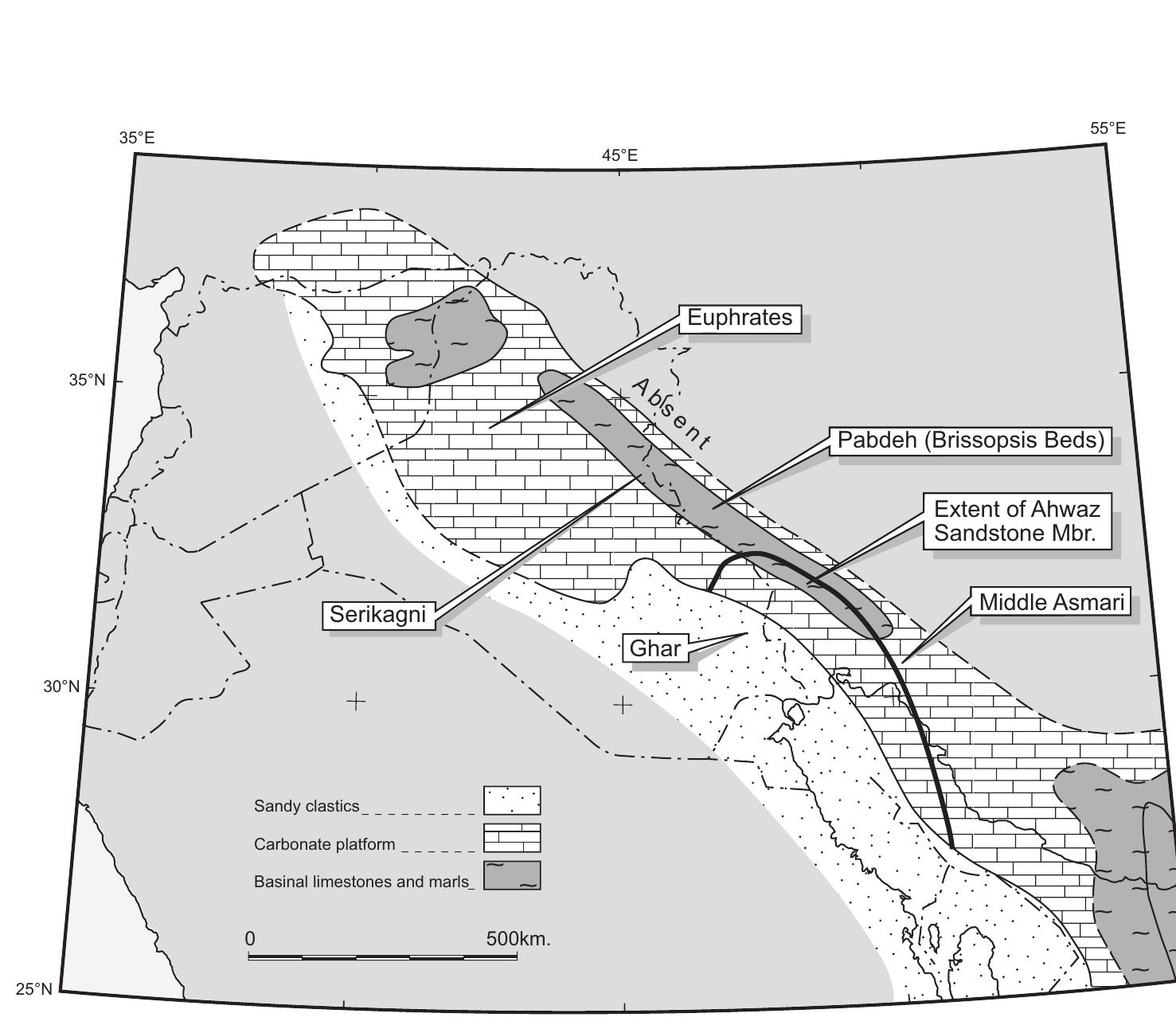 Early miocene (aquitanian) palaeogeography of iraq (modified