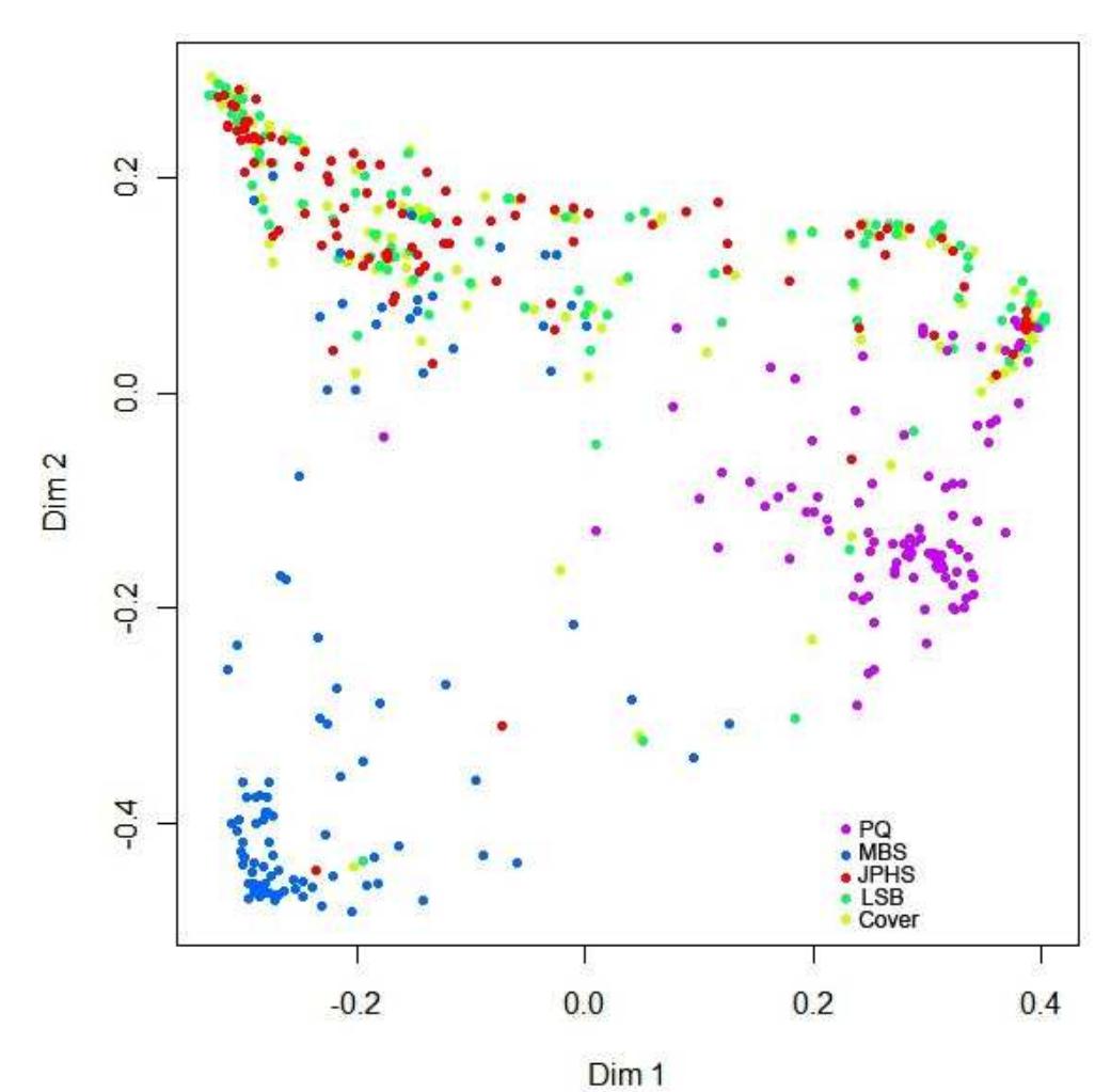Scatter plot of proximity vs. true labels for multi-class
