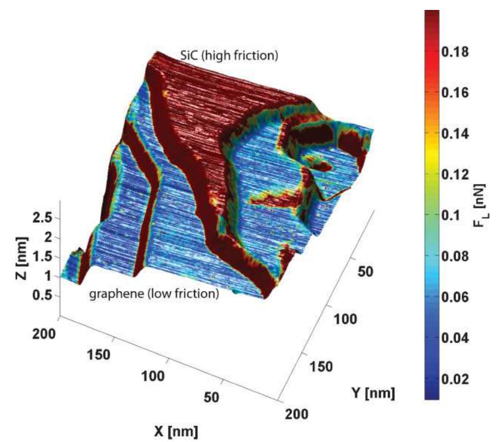 Frictioning Topography and friction of a sic(0001) surface partially