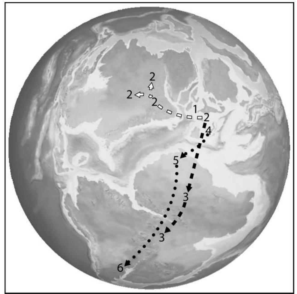 Paleogeographic map of the late jurassic (modified from