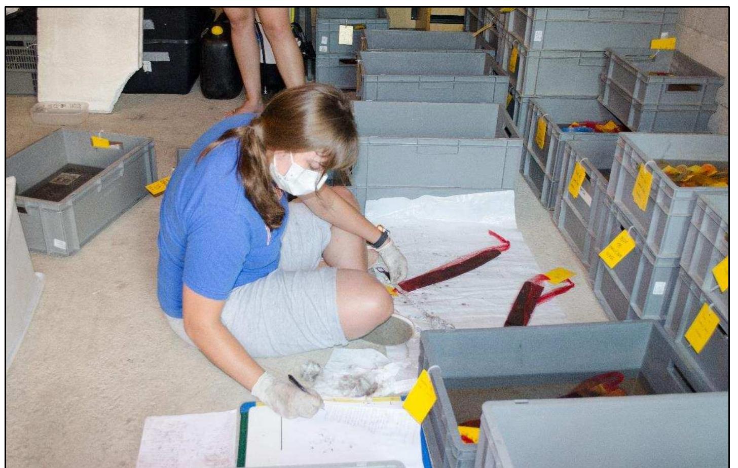 Figure 2-23. Artifacts raised from the Gnalié shipwreck site were recorded and stored in an organized manner by archaeologists and conservators (Carla Pereira). (Photo: Reprinted with permission from Batur, 2014a) 