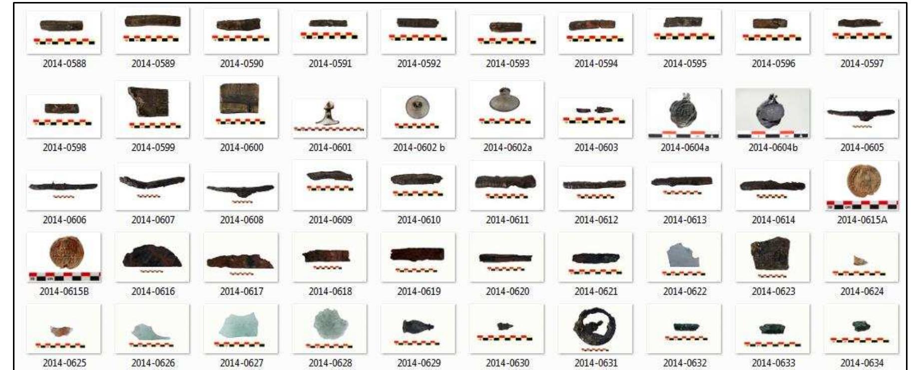 Figure 2-24. Photo database of the Gnalié artifacts. All raised artifacts were photographed and organized in digital database. (Image: Reprinted with permission from Batur, 2014b) 