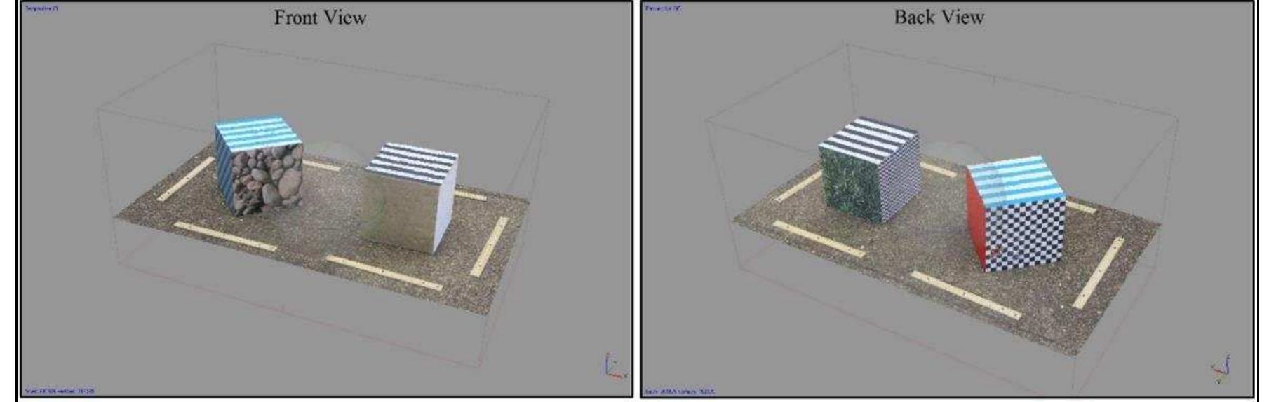 Figure 3-1. A Photogrammetric model of two cubes. Each face of each cube has a different patterned texture image. (Image: Y amafune)  rather than from accepting forum discussions at face value. 