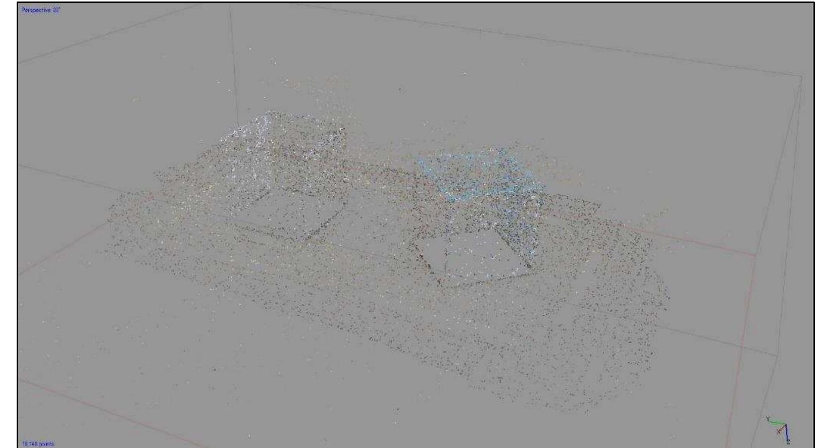 Figure 3-3. Align Photos process with Key Point Limit: 80,000 setting. Total number of created sparse points was 18,148. (Image: Y amafune) 