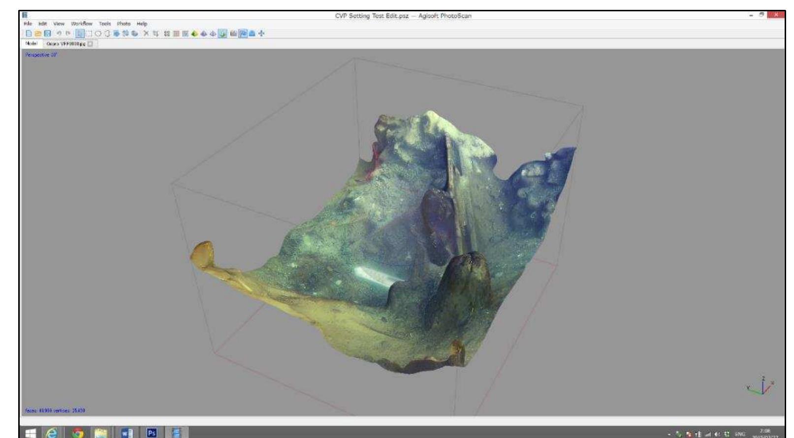 Figure 3-45. Photogrammetric model based on video footage with color and distortion corrections appliec in Photoshop. (Image: Y amafune) 