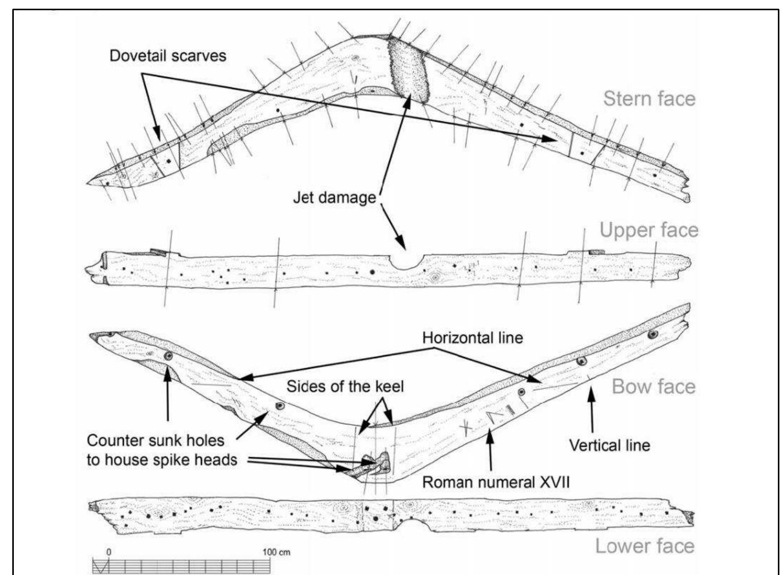 Figure 3-54. An Example of conventional timber drawing (from Cais do Sodre shipwreck) made by an archaeologist (Castro, Yamafune, Eginton, and Derryberry, 2011). (Drawing: Castro, 2011) 