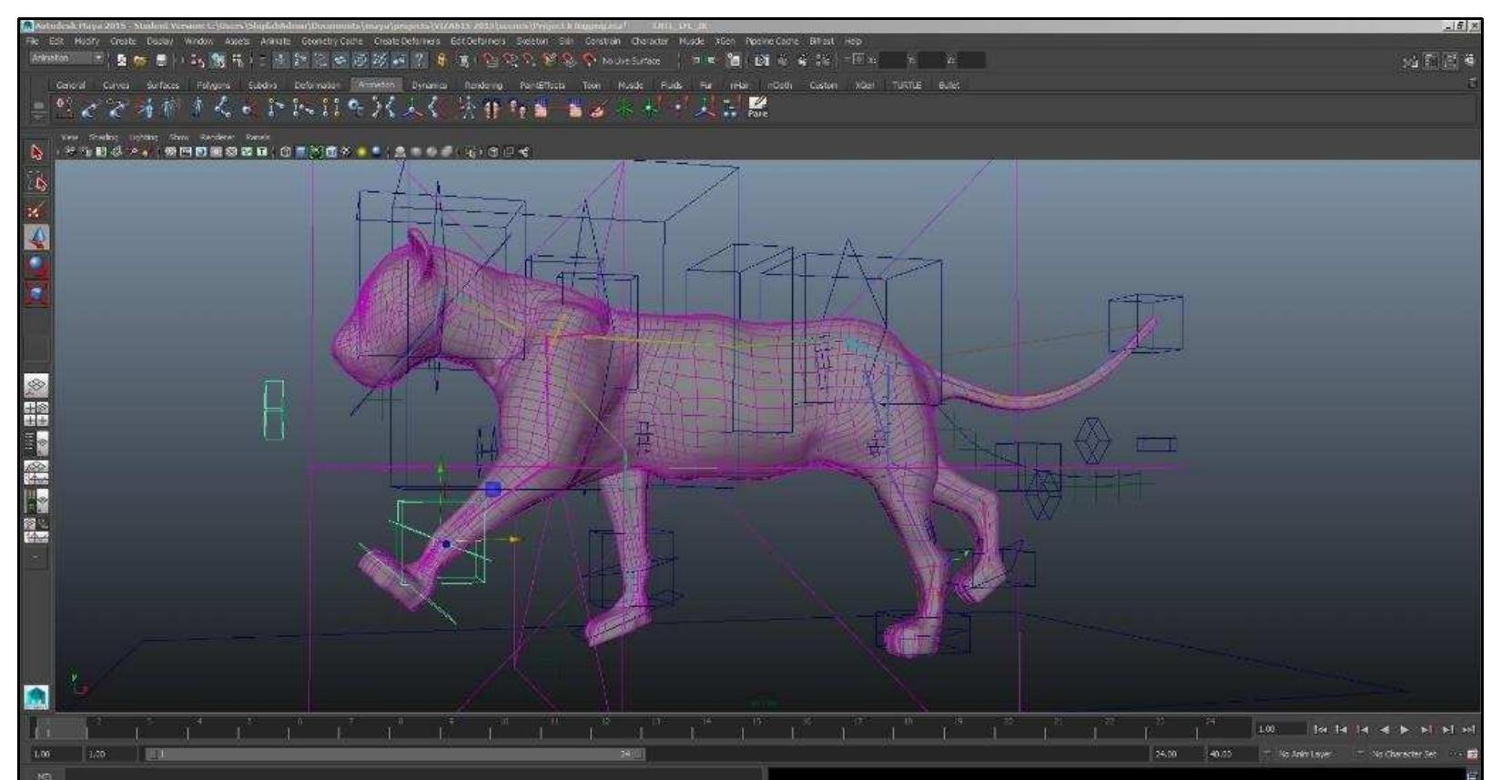 Figure 4-15. Illustration of 3D model Deformation. A rigid 3D model can change its form based on assigned skeletons and rigs. (Image: Y amafune) 