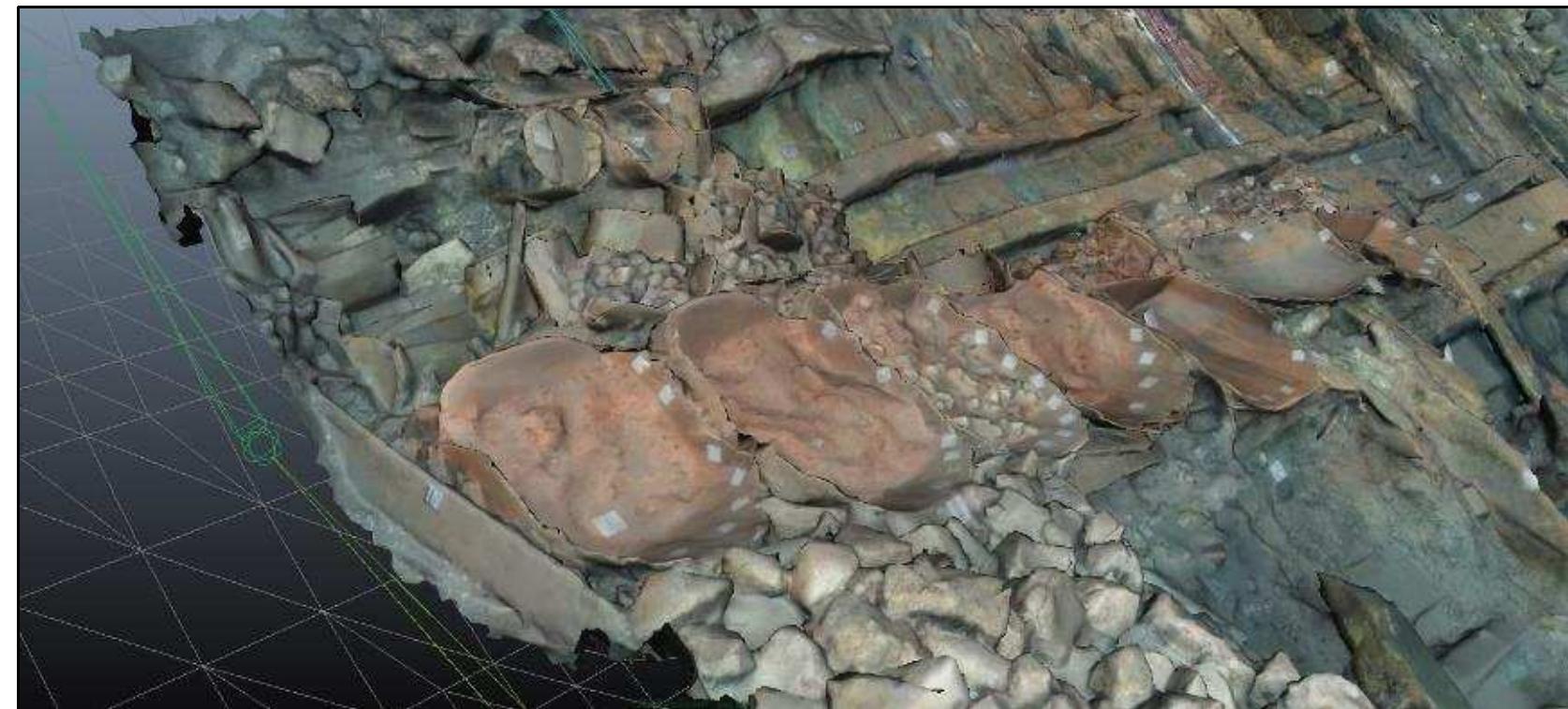 Figure 4-21. Storage pattem of the barrels on Interactive Fragment Model of the Gnali¢ shipwreck site. Diagnostic context became clearer thanks to the Interactive Fragment Model method. (Image: Y amafune)  In this dissertation, the author avoids further analysis of the Gnali¢ shipwreck site 