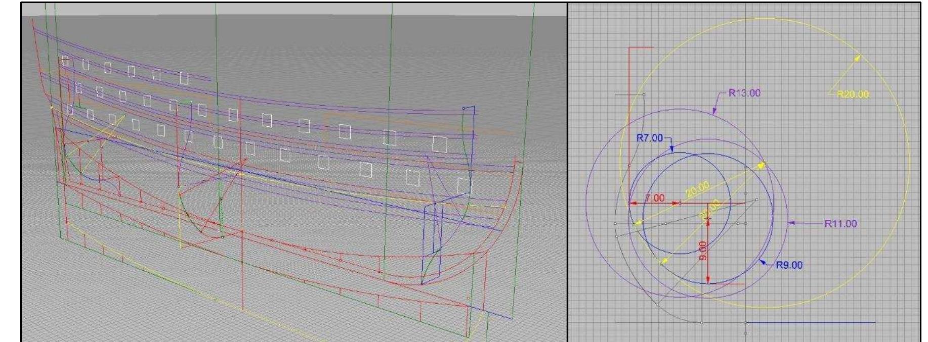Figure 4-22. A reconstructed set of hull lines based on shipwrights’ treatises. The figure displays the digital reconstruction of the Deane’s 3rd-rate British ship (Deane and Lavery, 1981). Whenever a shipwreck with a similar type is found, this 3D hull line is ready to be used with the Interactive Fragment Model. (Image: Y amafune) 