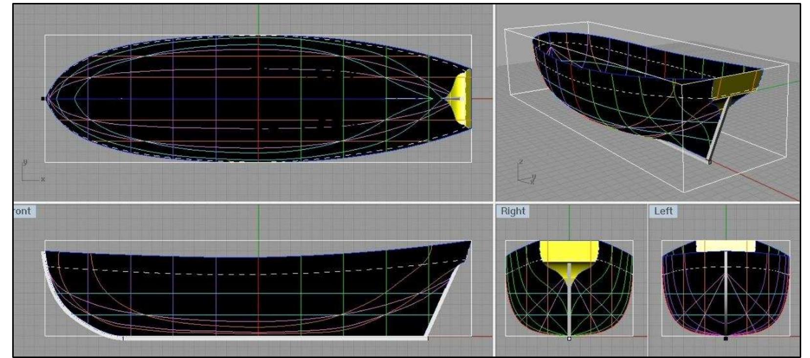 Figure 4-24. A 3D model of a ship’s hull as an example of NURBS modeling. Using NURBS modeling, users can model smooth curvatures and surfaces (Image: Y amafune) 