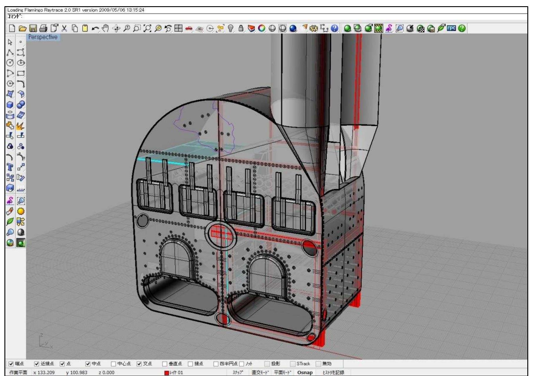 Figure 4-25. 3D reconstruction of a boiler from the shipwreck of the Westfield steamship created by J ustir Parkoff. The author assisted by creating a 3D model based on Parkoff’s reconstruction measurements for 2 museum installation. Therefore, this 3D model is entirely based on precise measurements. (Image:  Y amafune) 