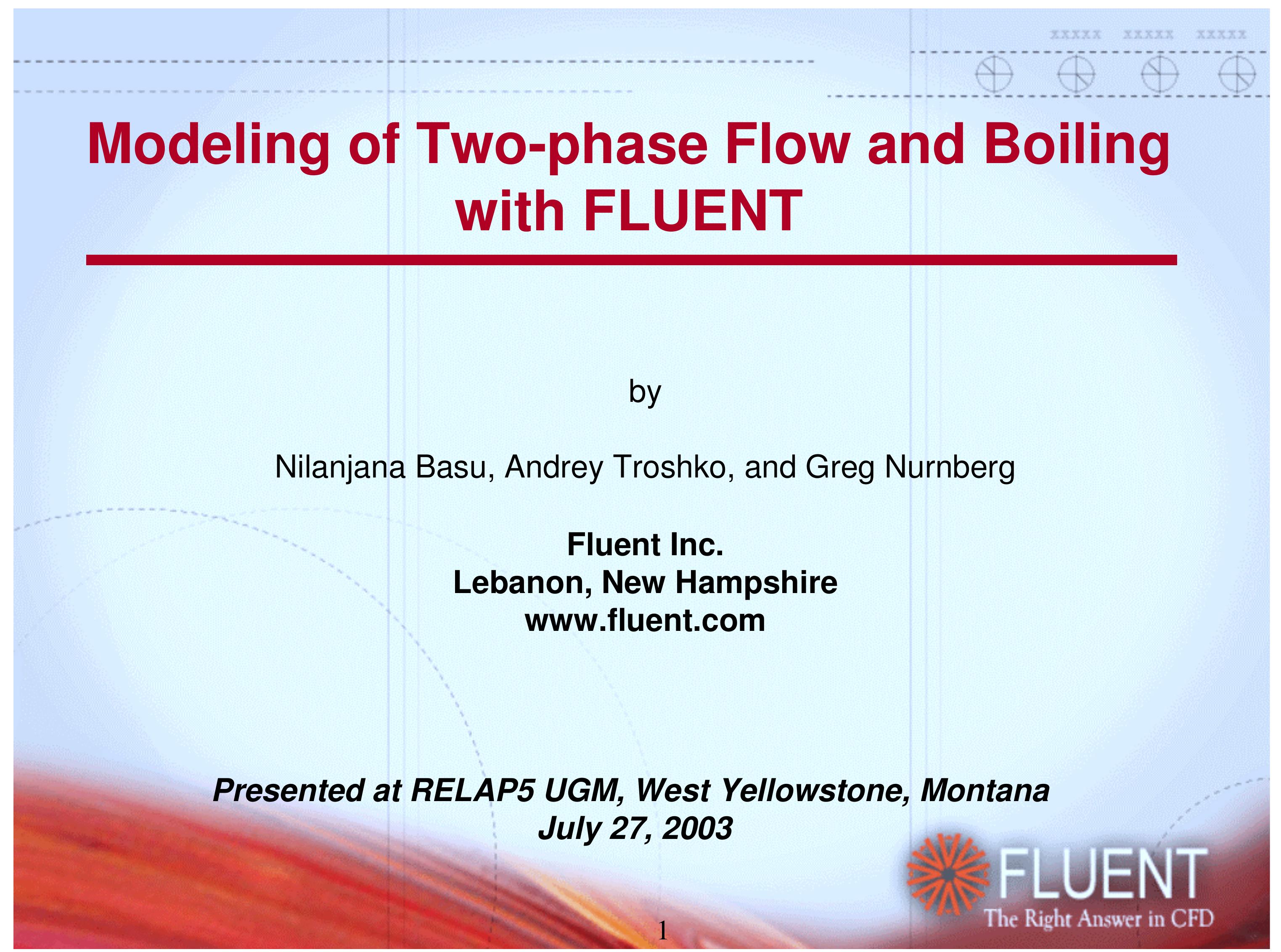 Figure 1 - Modeling of Two-phase Flow and Boiling with