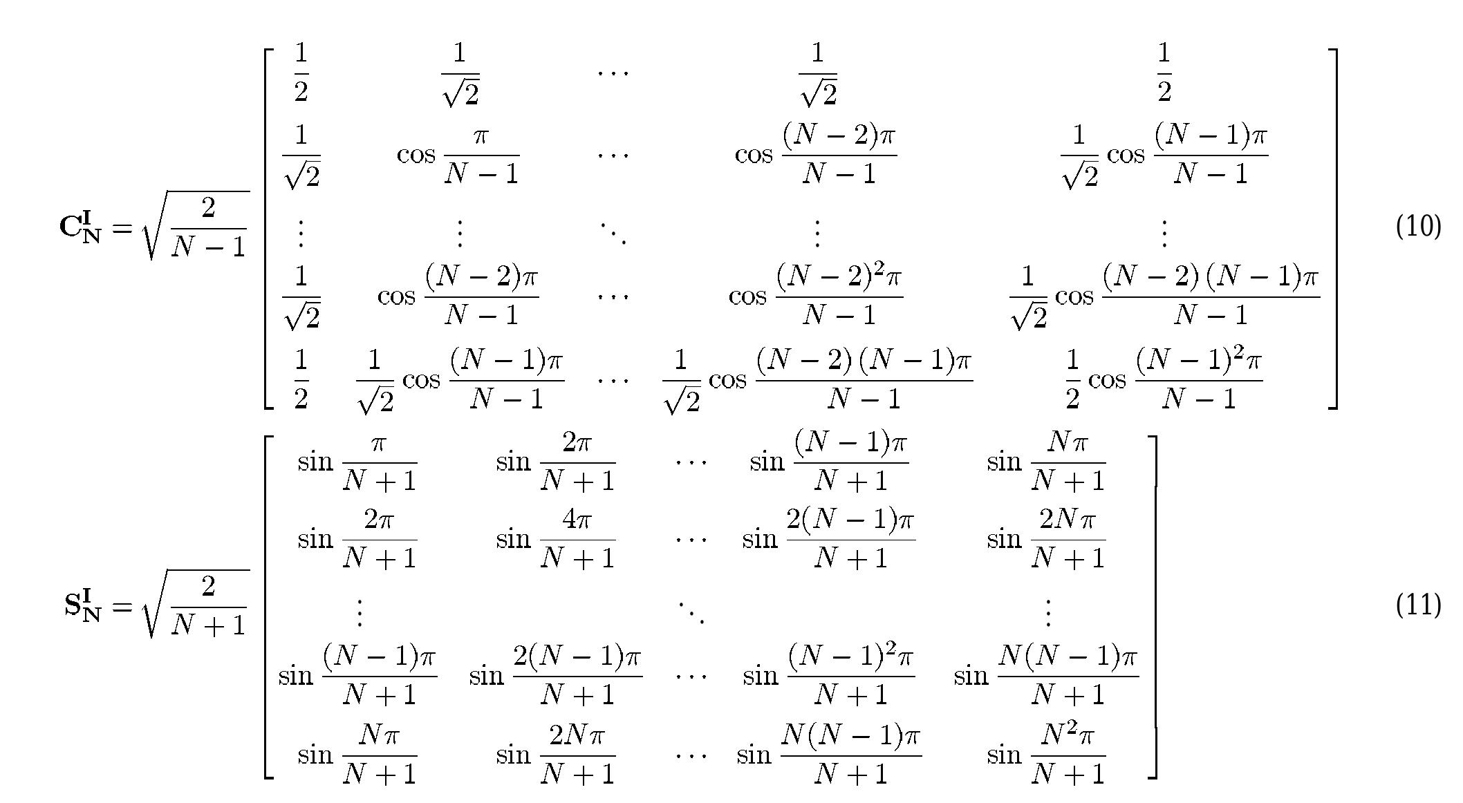Figure 3 - The discrete fractional cosine and sine