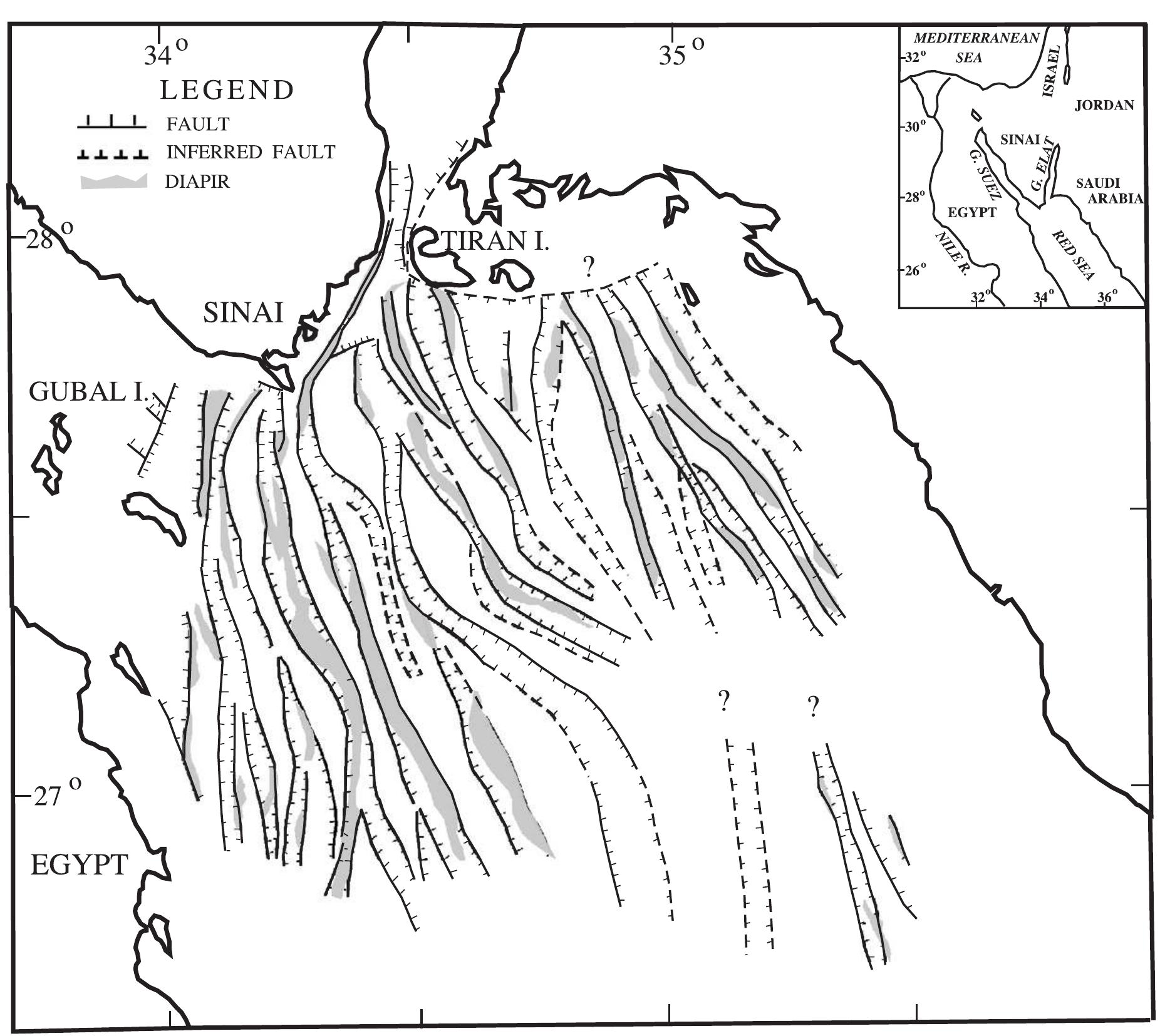 The tectonic layout of the levant shows the axes of the
