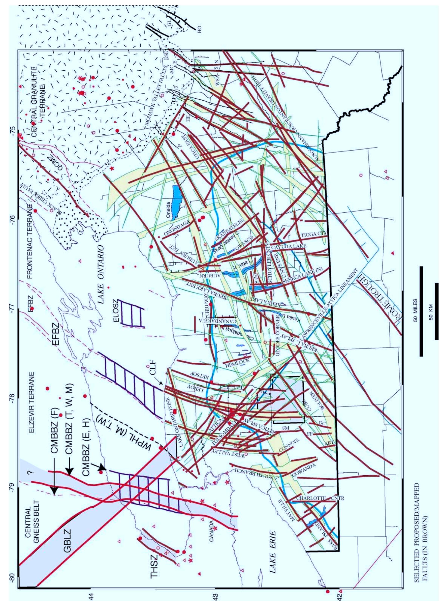 Sc Faultlines Figure 6 - Basement faults and seismicity in the Appalachian