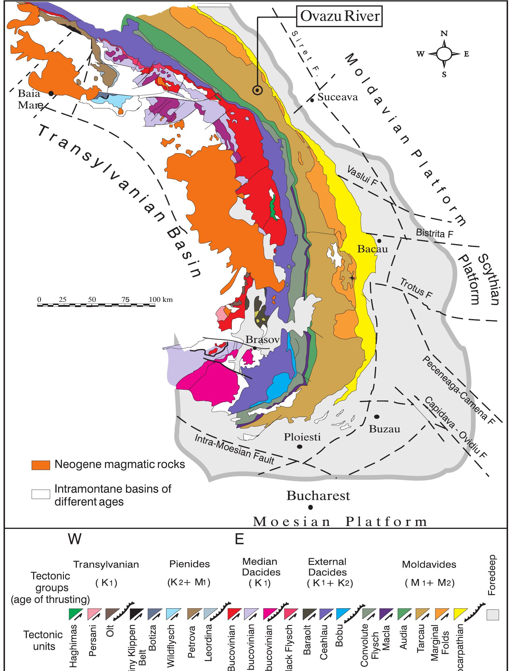 Figure 2 - Stratigraphy, petrography and palaeogeographic