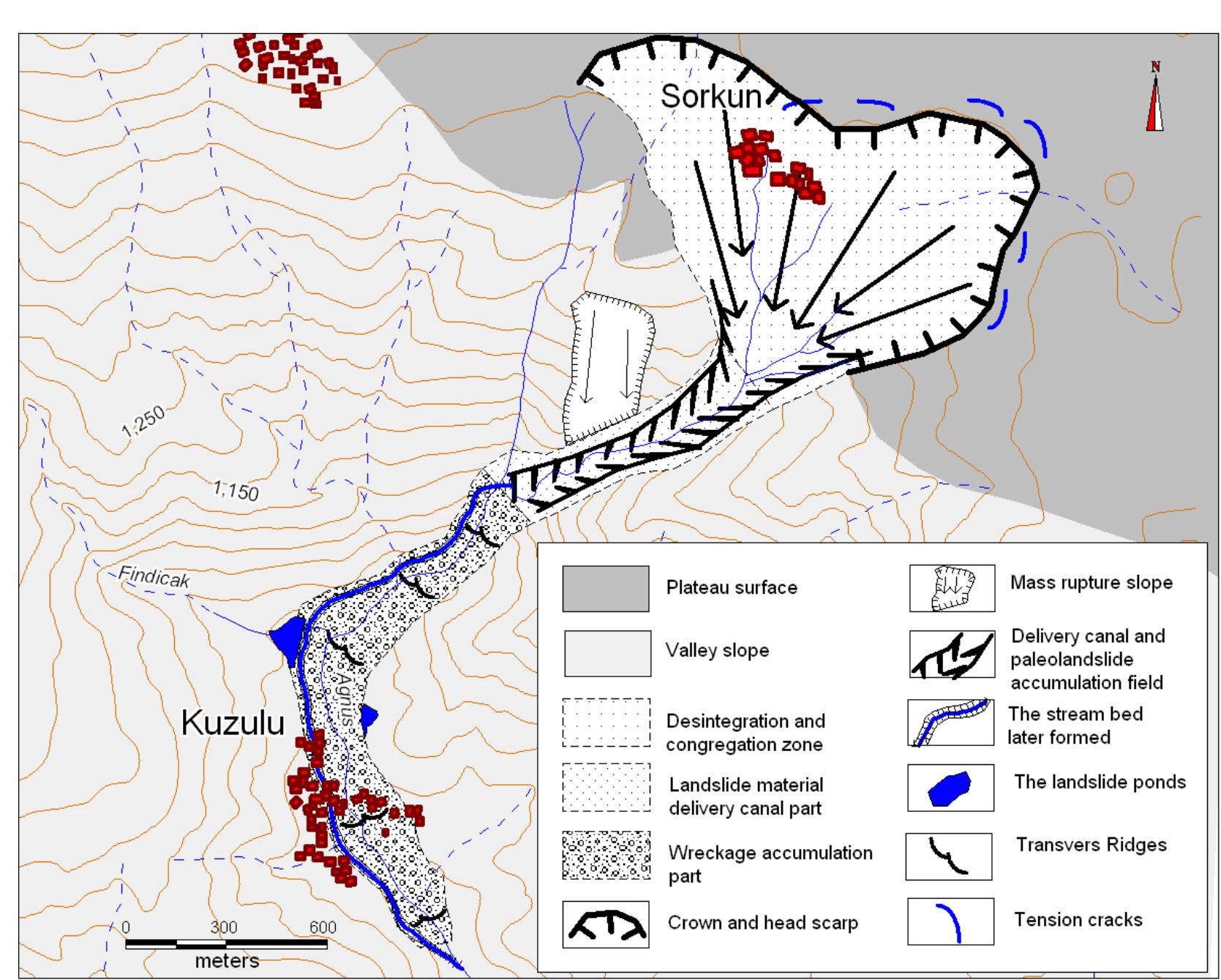 Geomorphological map of the landslide area