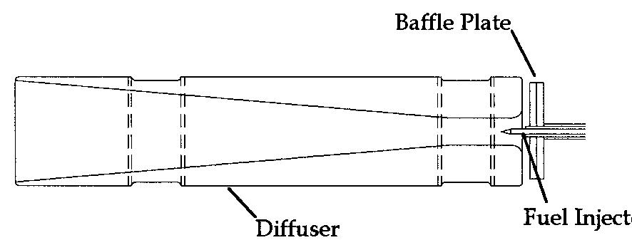 Diffuser Rod Injection Schematic of the fuel injector/mixer/diffuser as- sembly.