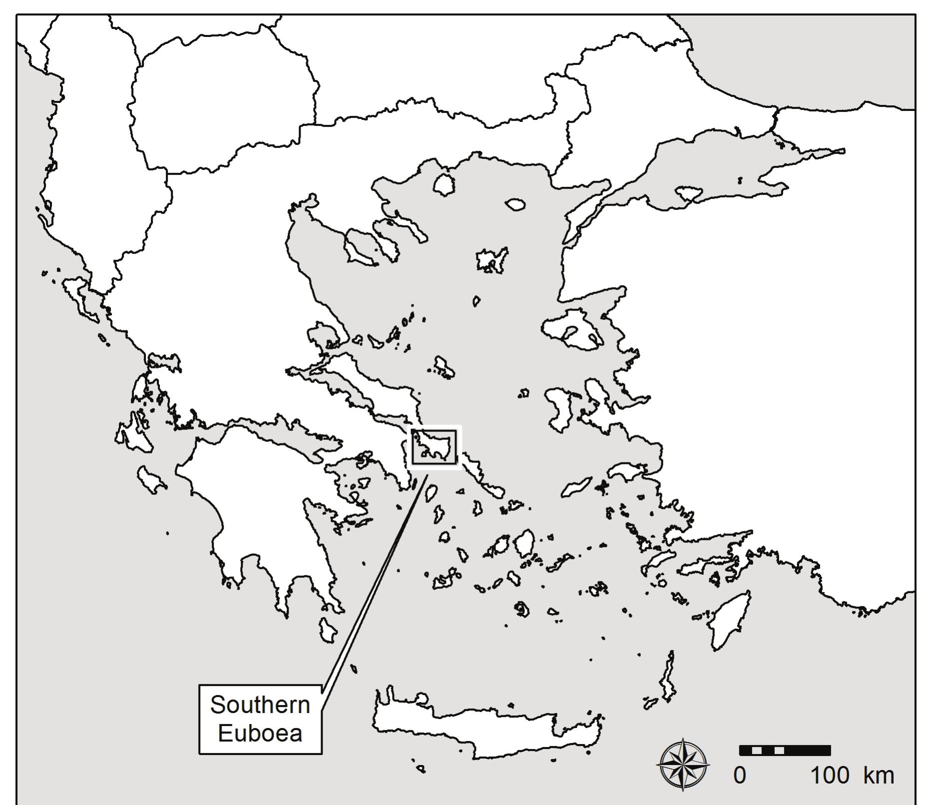 Figure 1. The location of Southern Euboea in the Aegean Sea.  CHELSEA A. M. GARDNER AND Rebecca M. SEIFRIED 