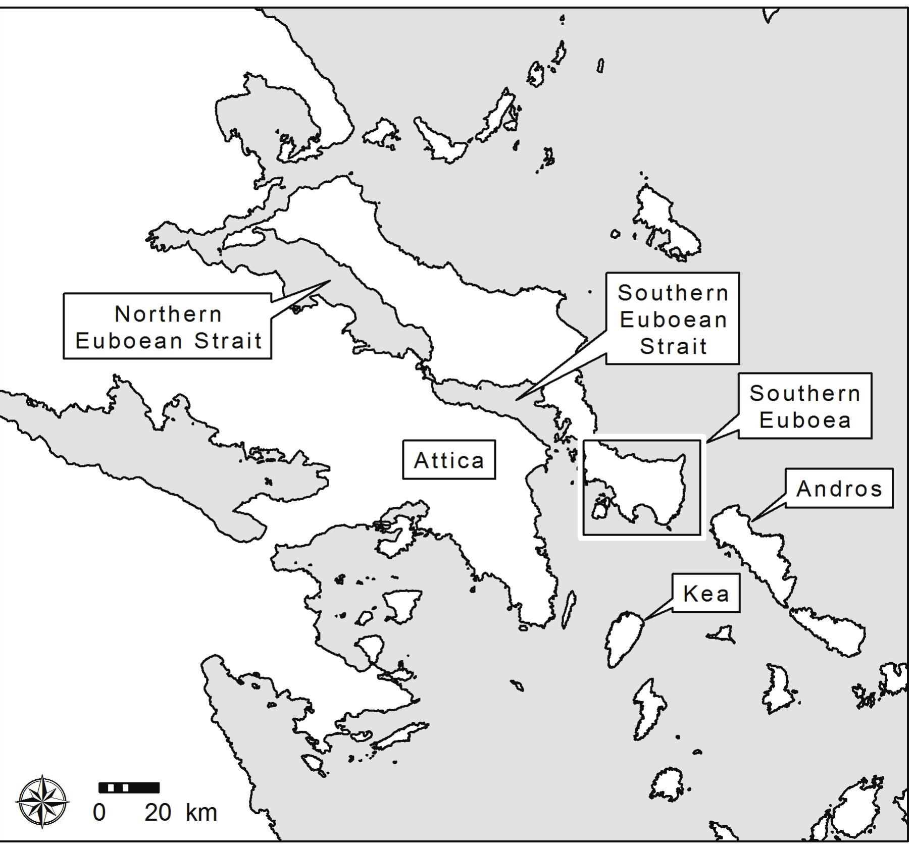 Figure 7. The Northern and Southern Euboean Straits.  CHELSEA A. M. GARDNER AND Rebecca M. SEIFRIED 