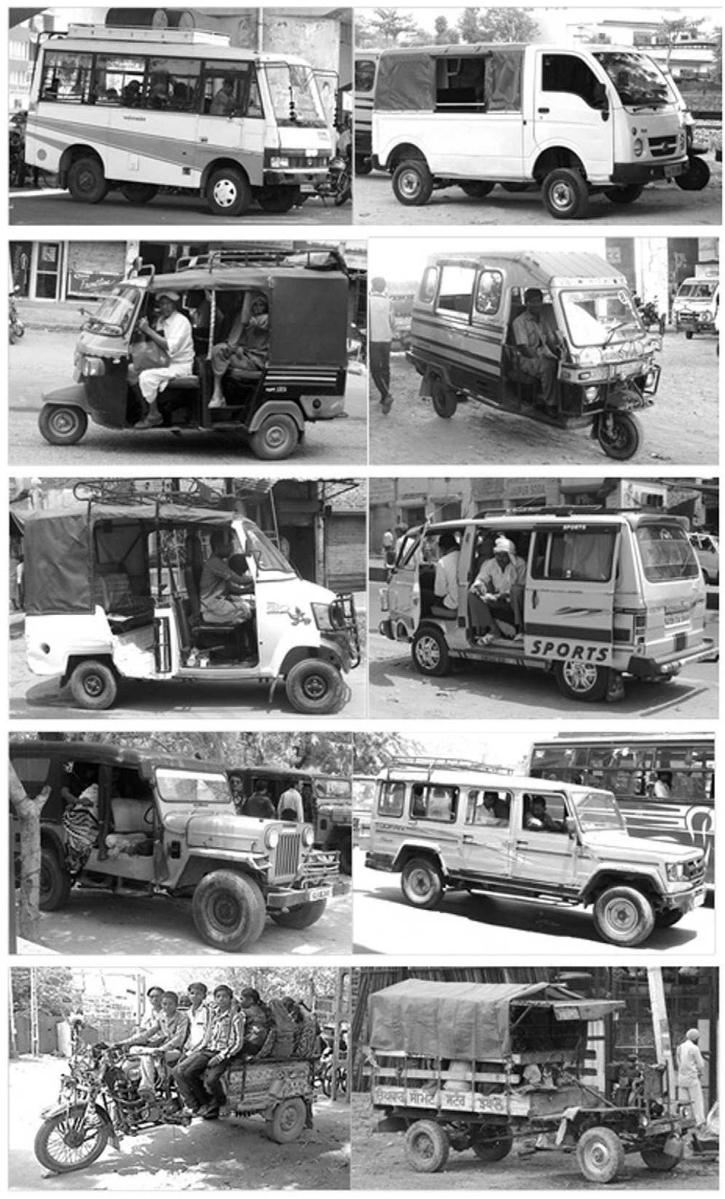 Photographs of typical informal public transport modes