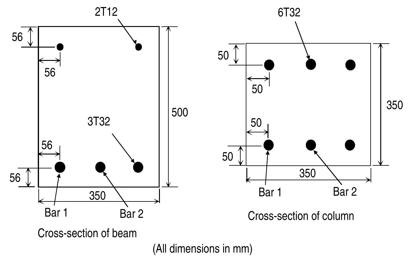 The cross-sections of beams and columns are 500mm x 350mm