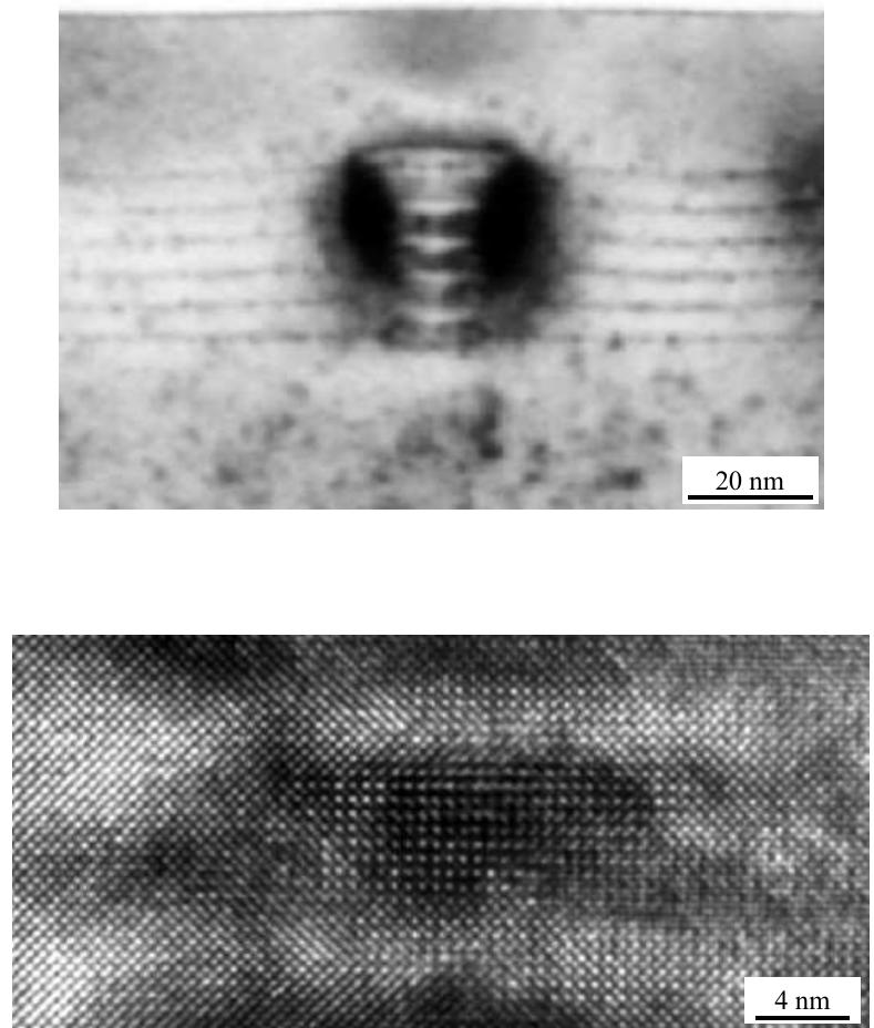 (bottom) high resolution tem cross section of a ingaas