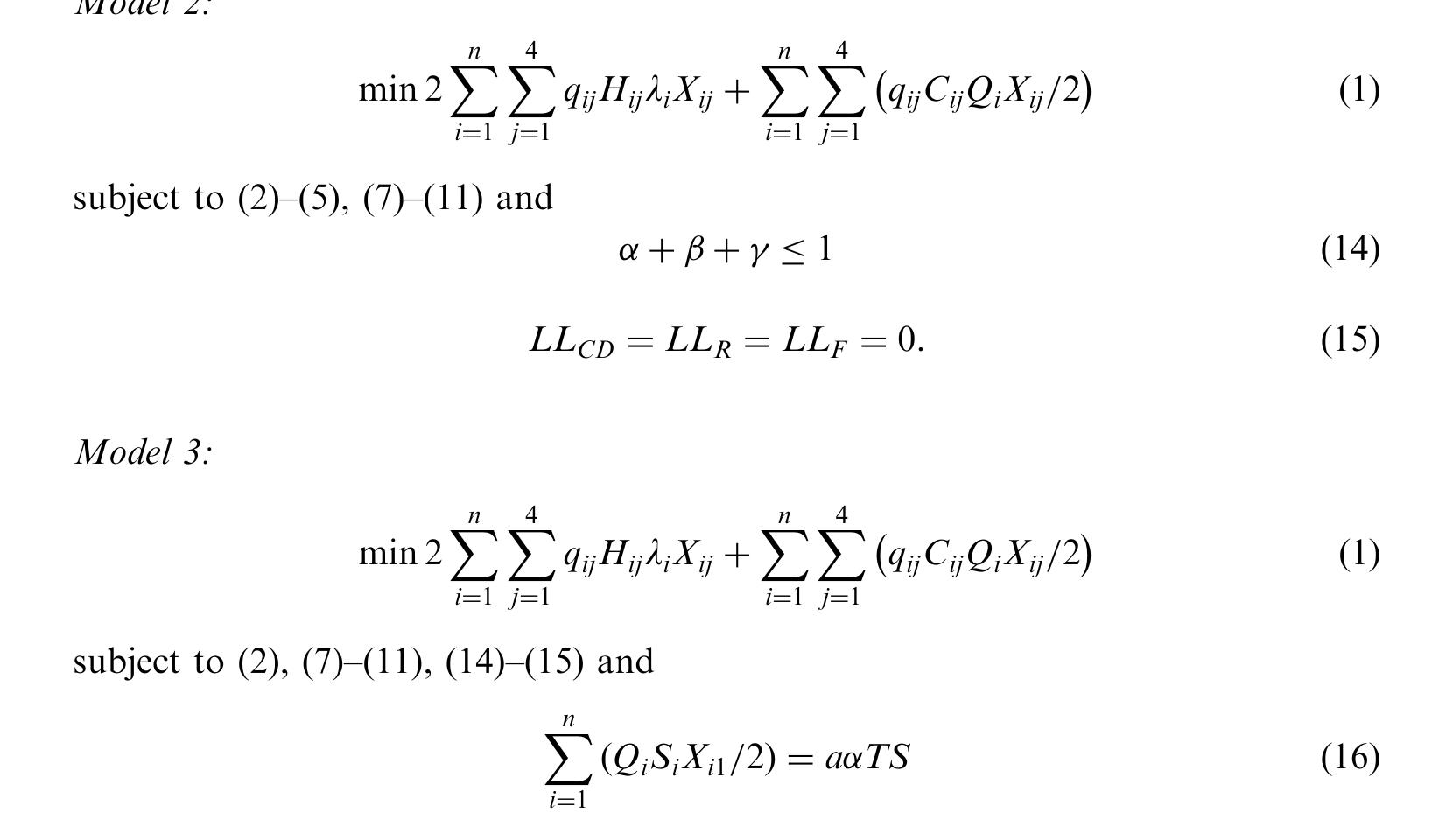 Capacity Working Math Model Figure 3 - Mathematical model for warehouse design and