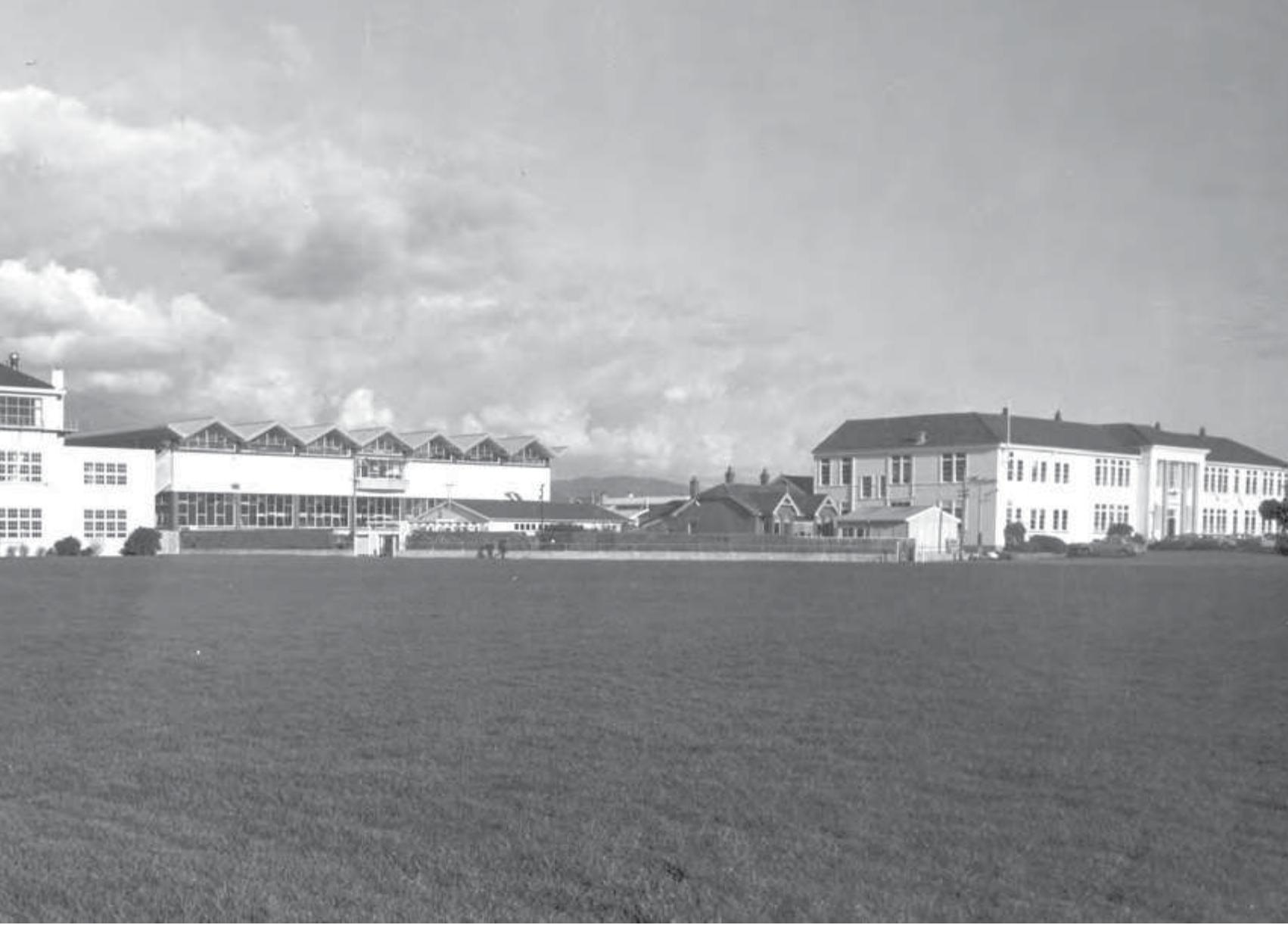 Perspective drawing of bateman library with block b in