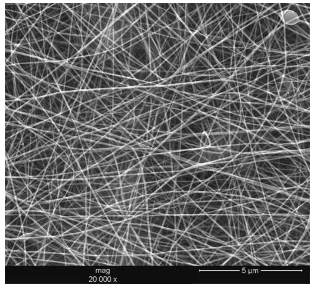 The sem image of the nanofibers electrospun from 15% con-